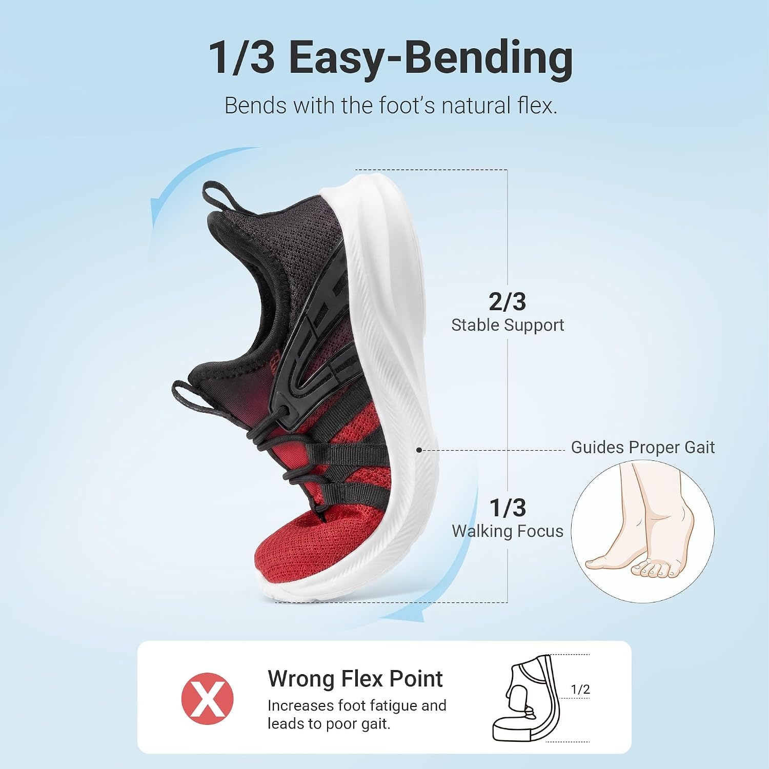 image:imageDREAM PAIRS Kid Shoes Slip On Sneakers Running Lightweight Breathable Comfortable Non Slip Walking Gym School Daily PlayRedBlack