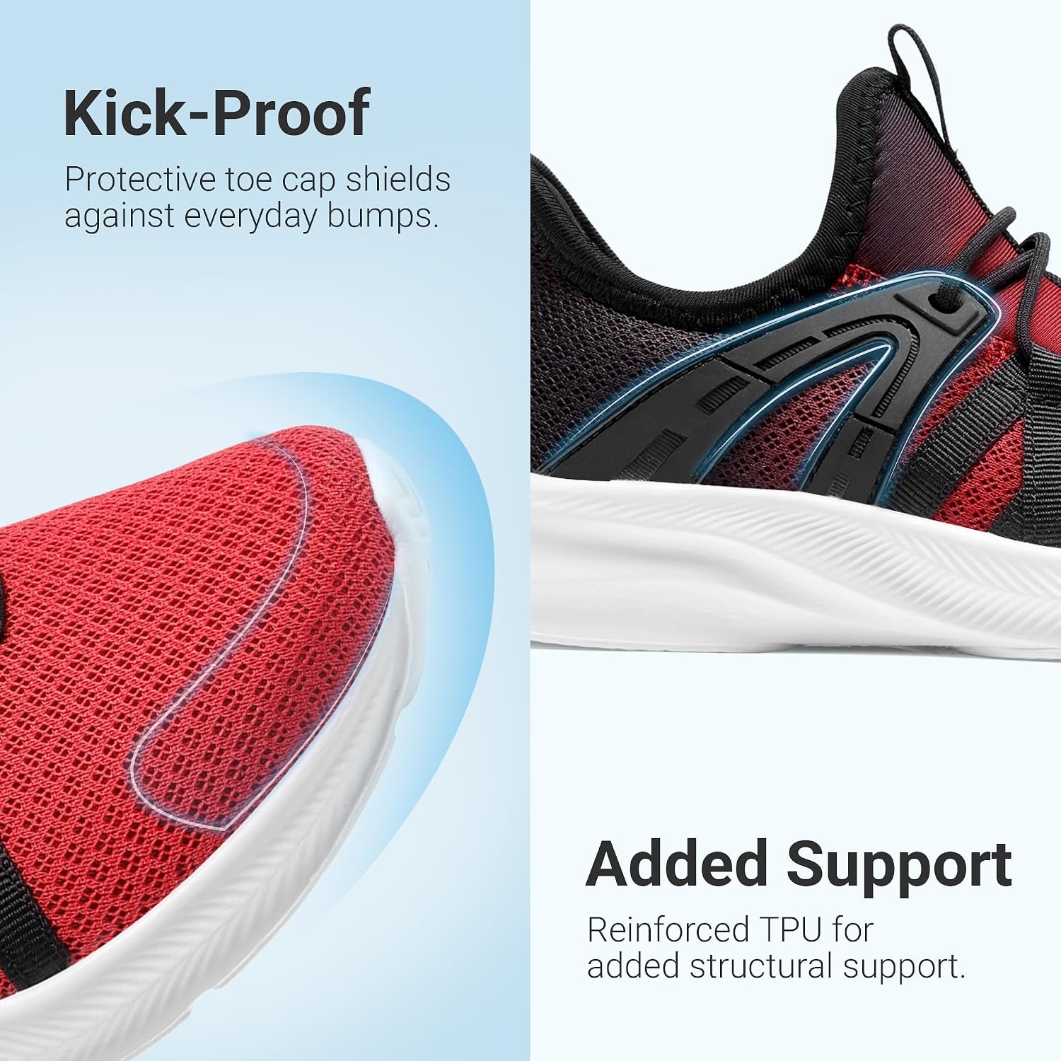 image:imageDREAM PAIRS Kid Shoes Slip On Sneakers Running Lightweight Breathable Comfortable Non Slip Walking Gym School Daily PlayRedBlack