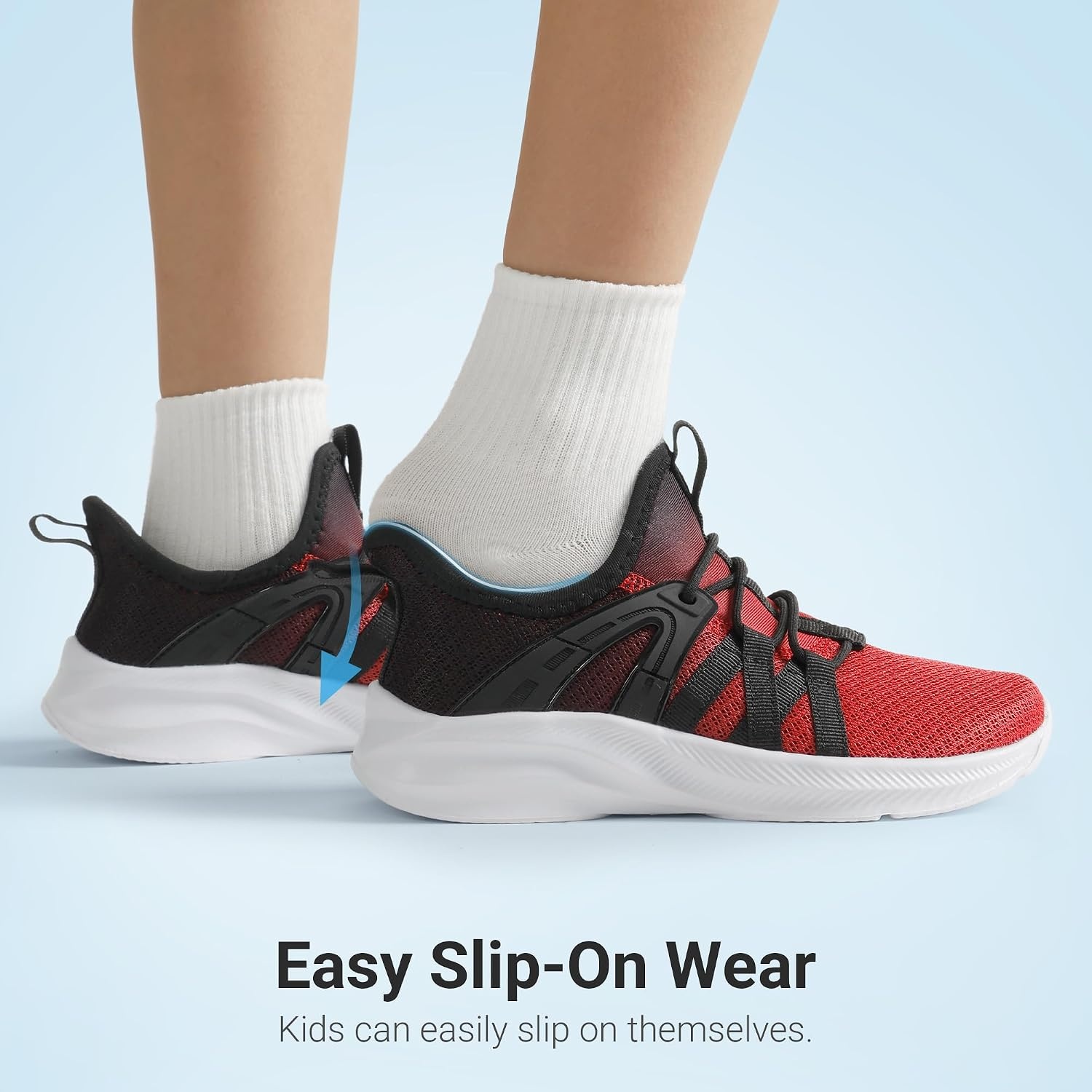image:imageDREAM PAIRS Kid Shoes Slip On Sneakers Running Lightweight Breathable Comfortable Non Slip Walking Gym School Daily PlayRedBlack