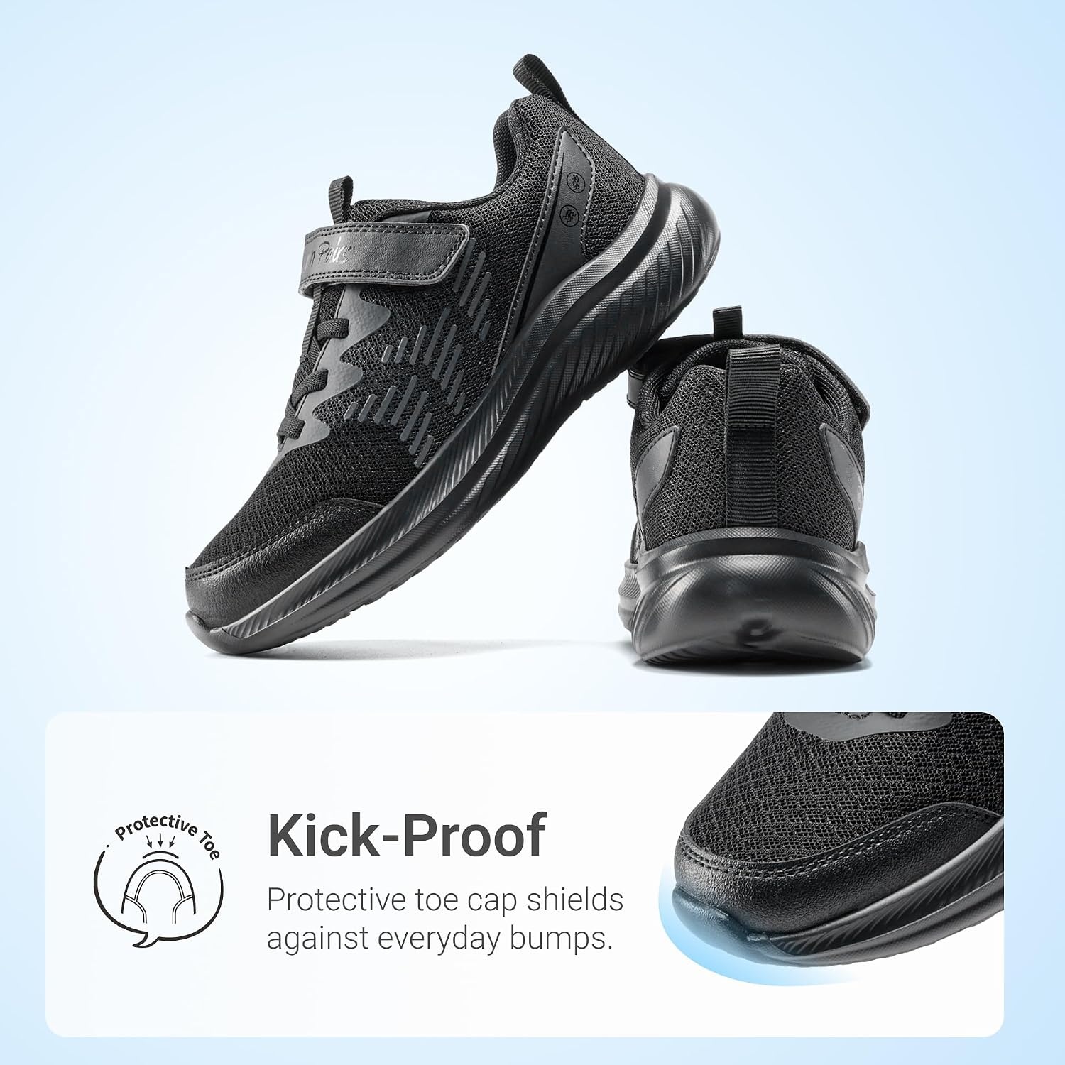 image:imageDREAM PAIRS Kids Shoes Tennis Sneakers LightweightRunningBreathableComfortable Non SlipHookandLoopWalking Gym School Daily PlayAll Black