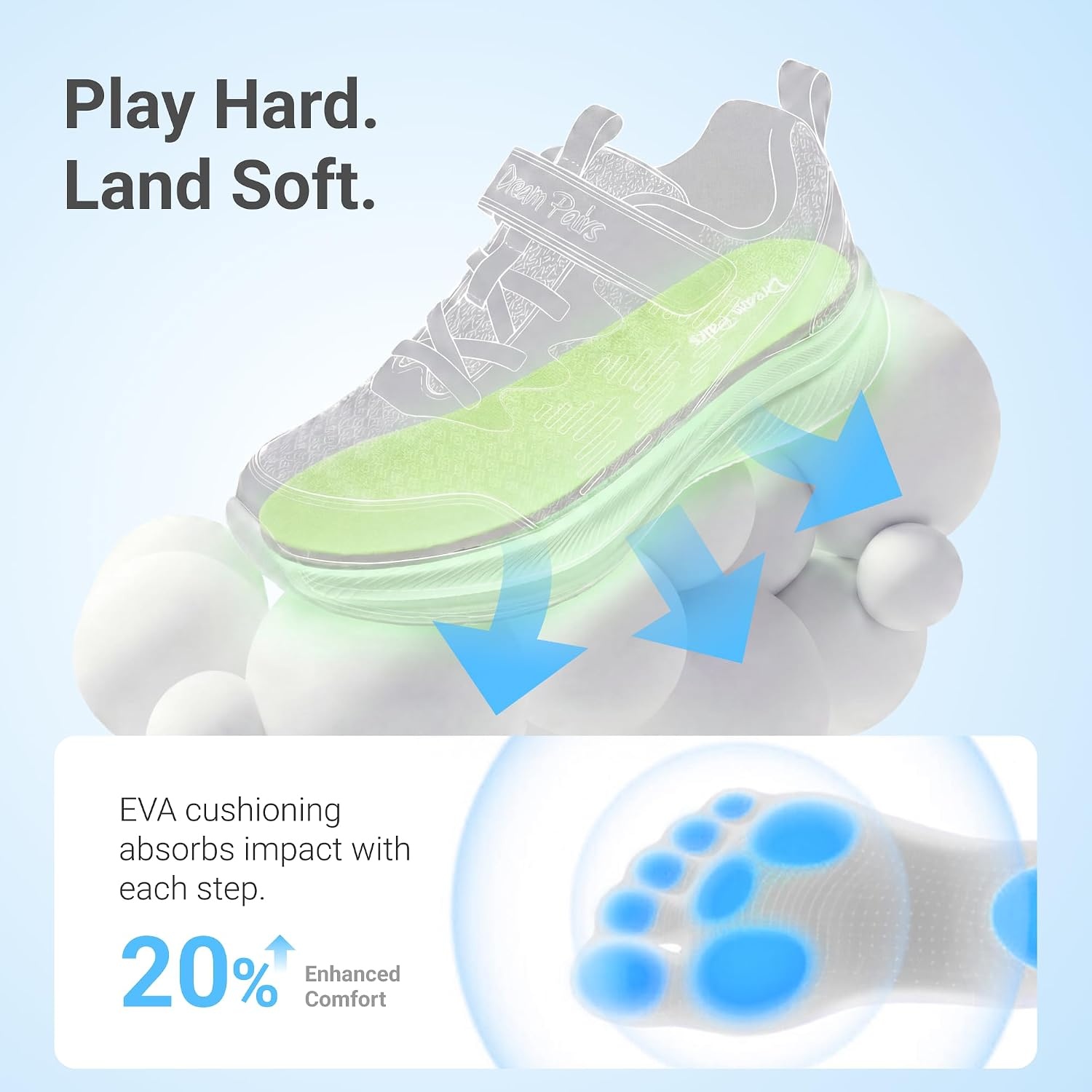 image:imageDREAM PAIRS Kids Shoes Tennis Sneakers LightweightRunningBreathableComfortable Non SlipHookandLoopWalking Gym School Daily PlayBlackBlue