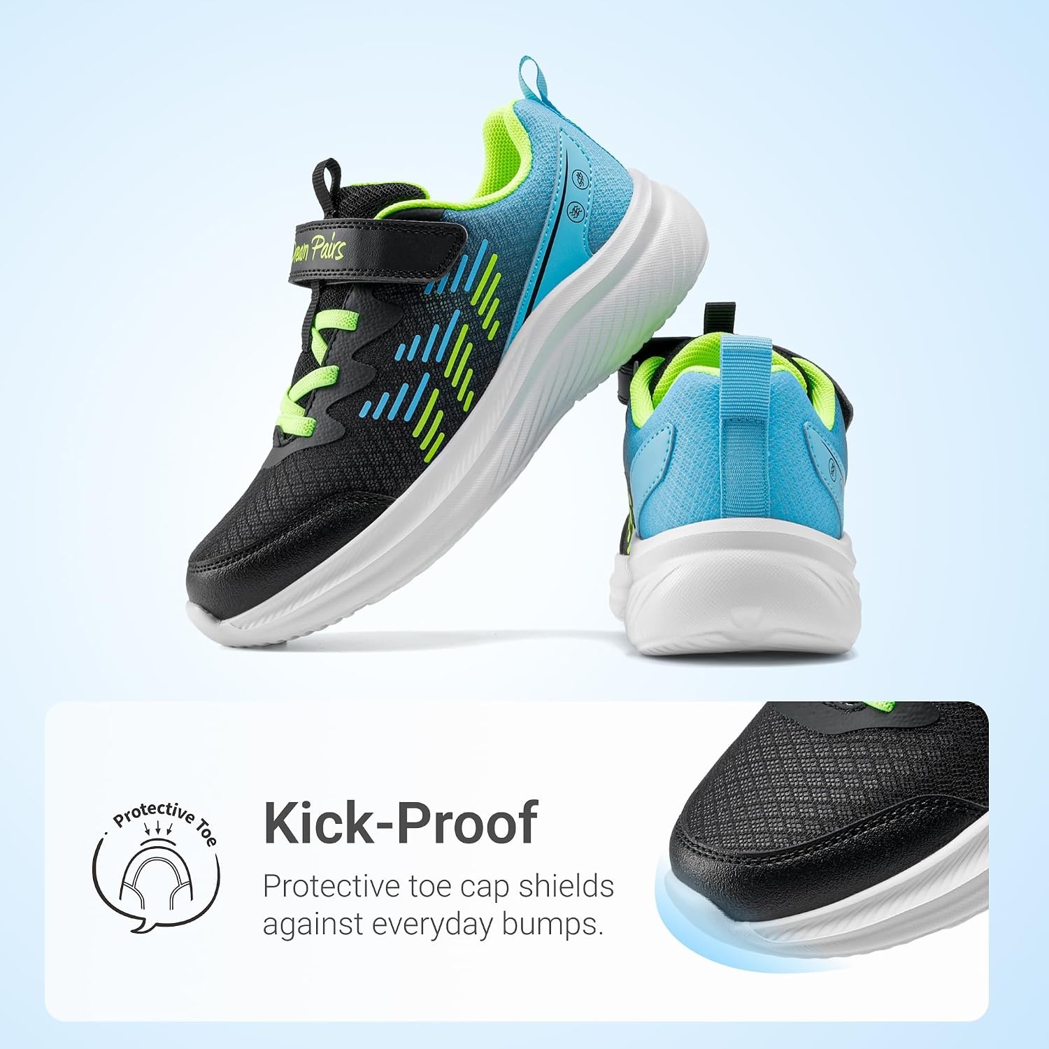 image:imageDREAM PAIRS Kids Shoes Tennis Sneakers LightweightRunningBreathableComfortable Non SlipHookandLoopWalking Gym School Daily PlayBlackBlue