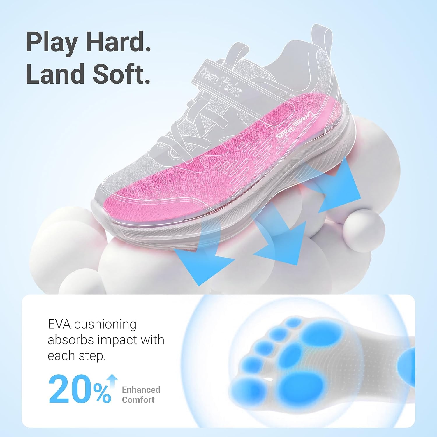 image:imageDREAM PAIRS Kids Shoes Tennis Sneakers LightweightRunningBreathableComfortable Non SlipHookandLoopWalking Gym School Daily PlayBlueLight Green