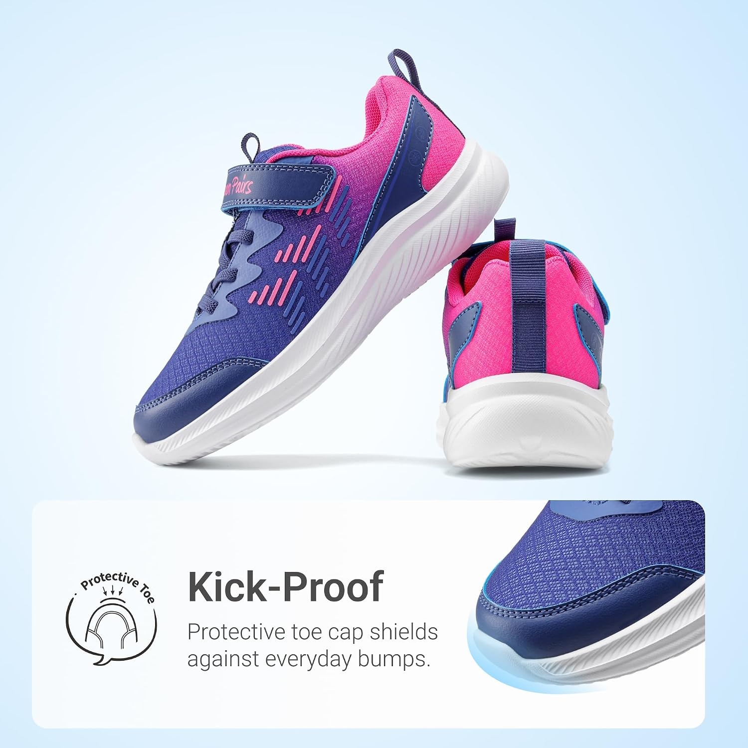 image:imageDREAM PAIRS Kids Shoes Tennis Sneakers LightweightRunningBreathableComfortable Non SlipHookandLoopWalking Gym School Daily PlayDark PurpleHot Pink