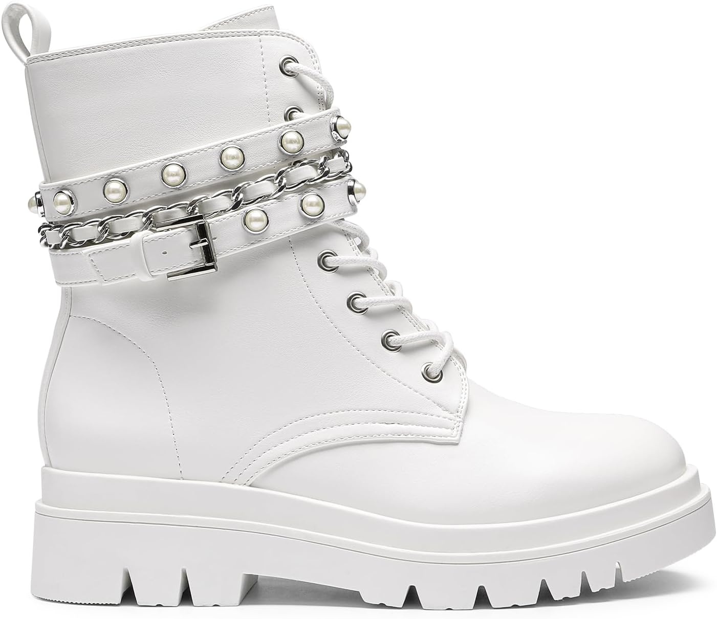 image:imageDREAM PAIRS Womens Combat Boots Lace Up Ankle Booties Shoes Fashion Platform Lug Sole Goth Ankle BootiesChunky Solepunk vibeSuitable for Casual Outings Daily WorkWhite