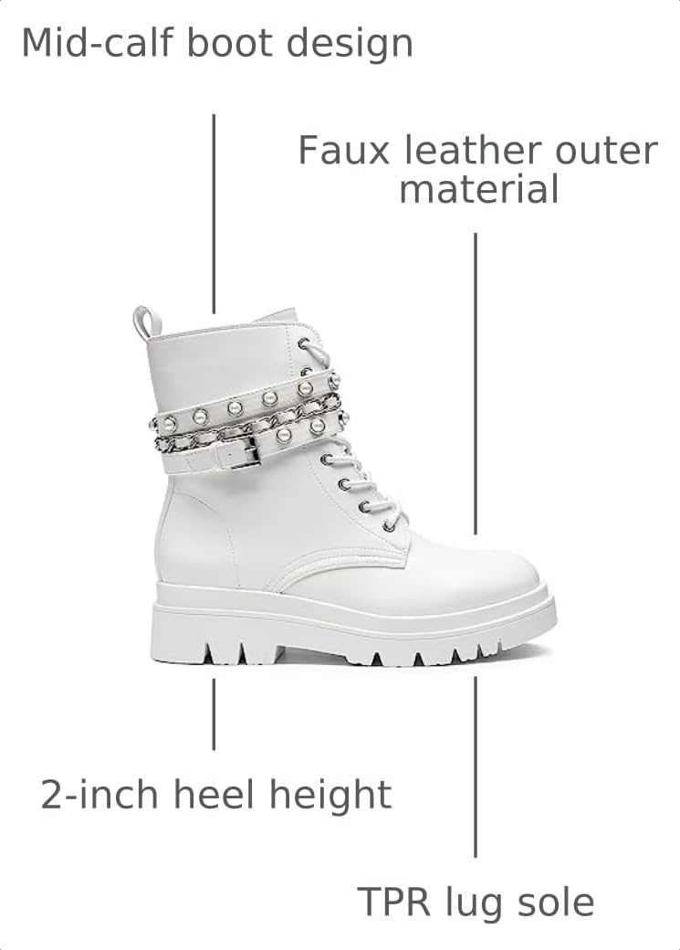 image:imageDREAM PAIRS Womens Combat Boots Lace Up Ankle Booties Shoes Fashion Platform Lug Sole Goth Ankle BootiesChunky Solepunk vibeSuitable for Casual Outings Daily WorkWhite