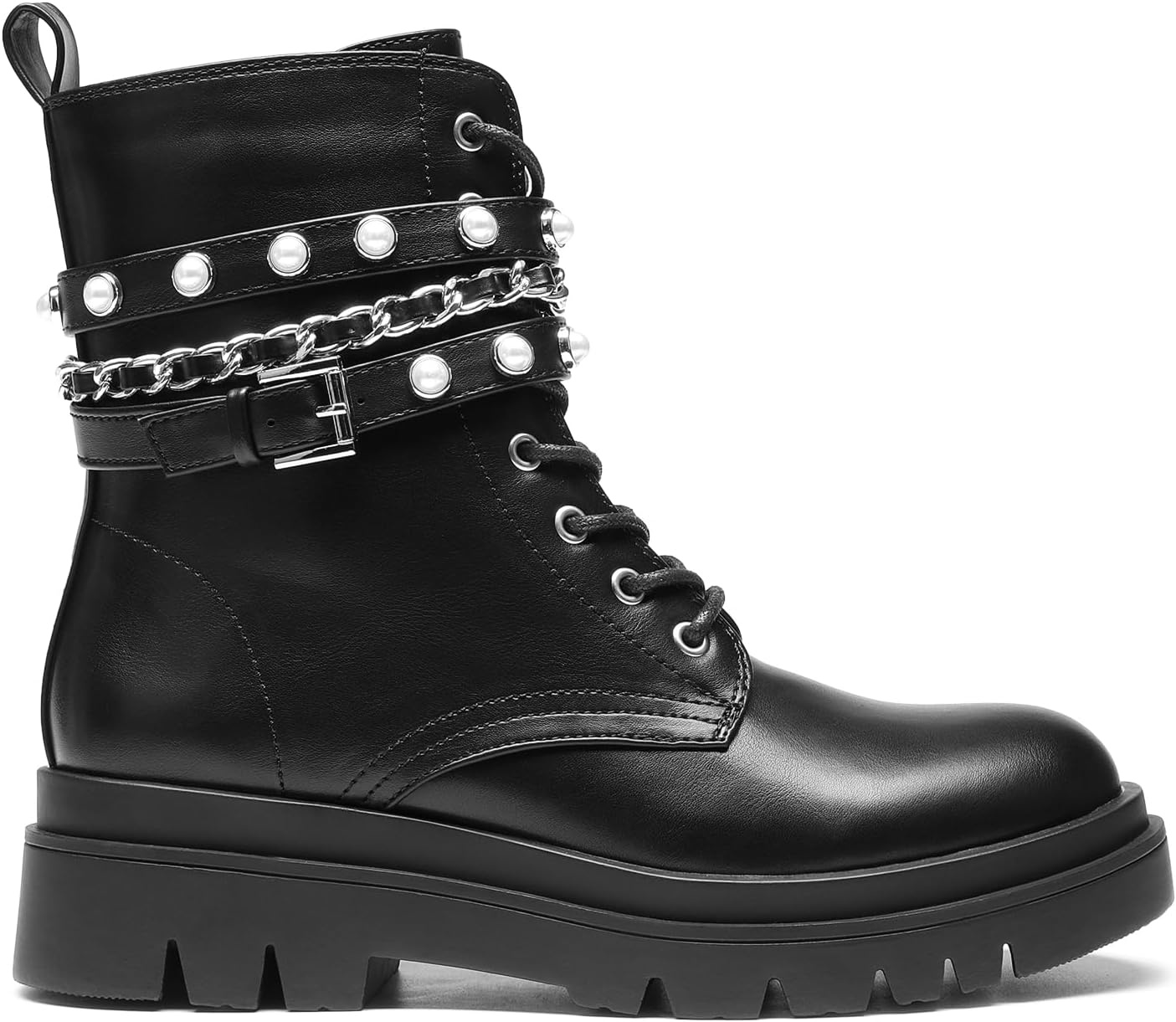 image:imageDREAM PAIRS Womens Combat Boots Lace Up Ankle Booties Shoes Fashion Platform Lug Sole Goth Ankle BootiesChunky Solepunk vibeSuitable for Casual Outings Daily WorkBlack