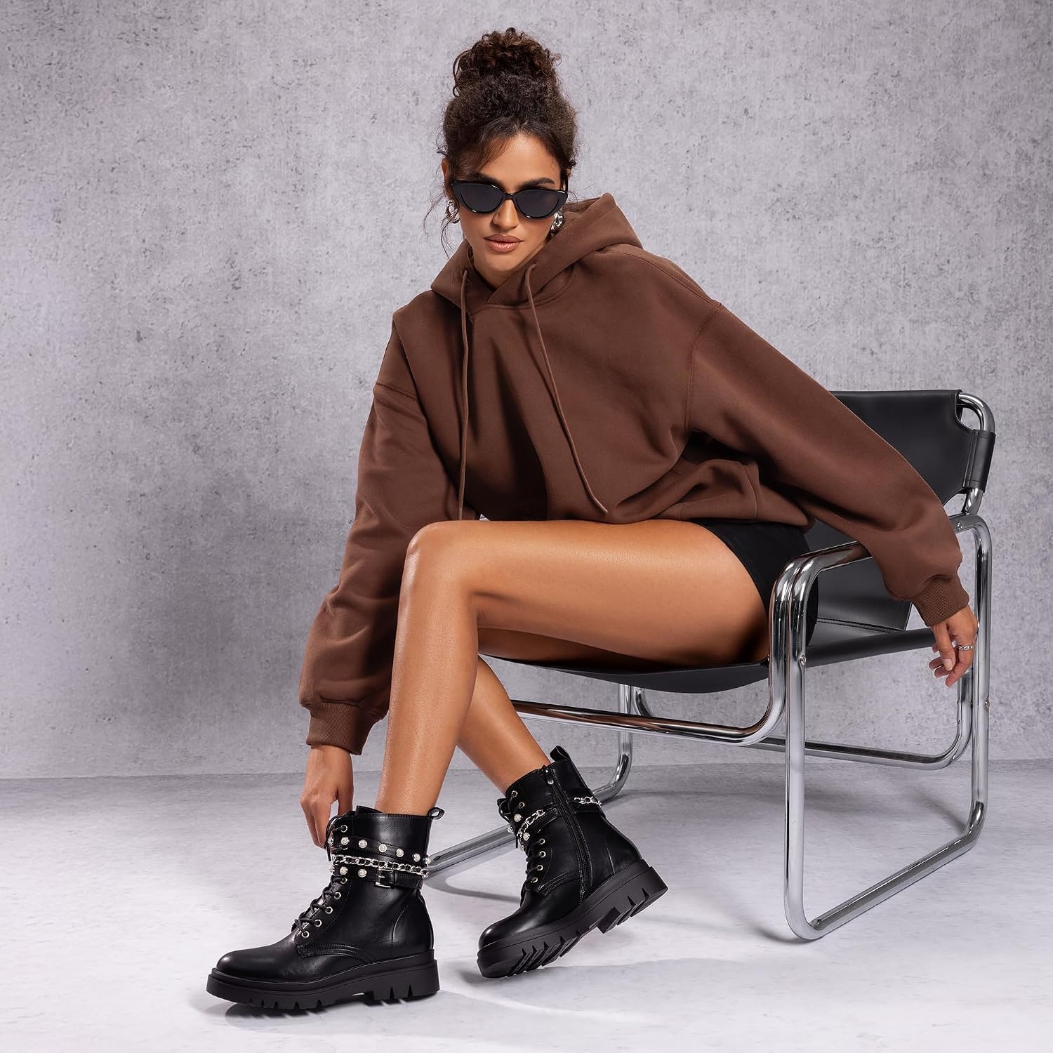 image:imageDREAM PAIRS Womens Combat Boots Lace Up Ankle Booties Shoes Fashion Platform Lug Sole Goth Ankle BootiesChunky Solepunk vibeSuitable for Casual Outings Daily WorkBlack