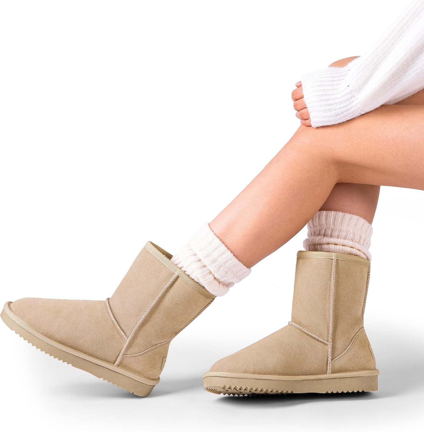 image:imageDREAM PAIRS Womens ShortyNew Mid Calf Winter Snow BootsSand