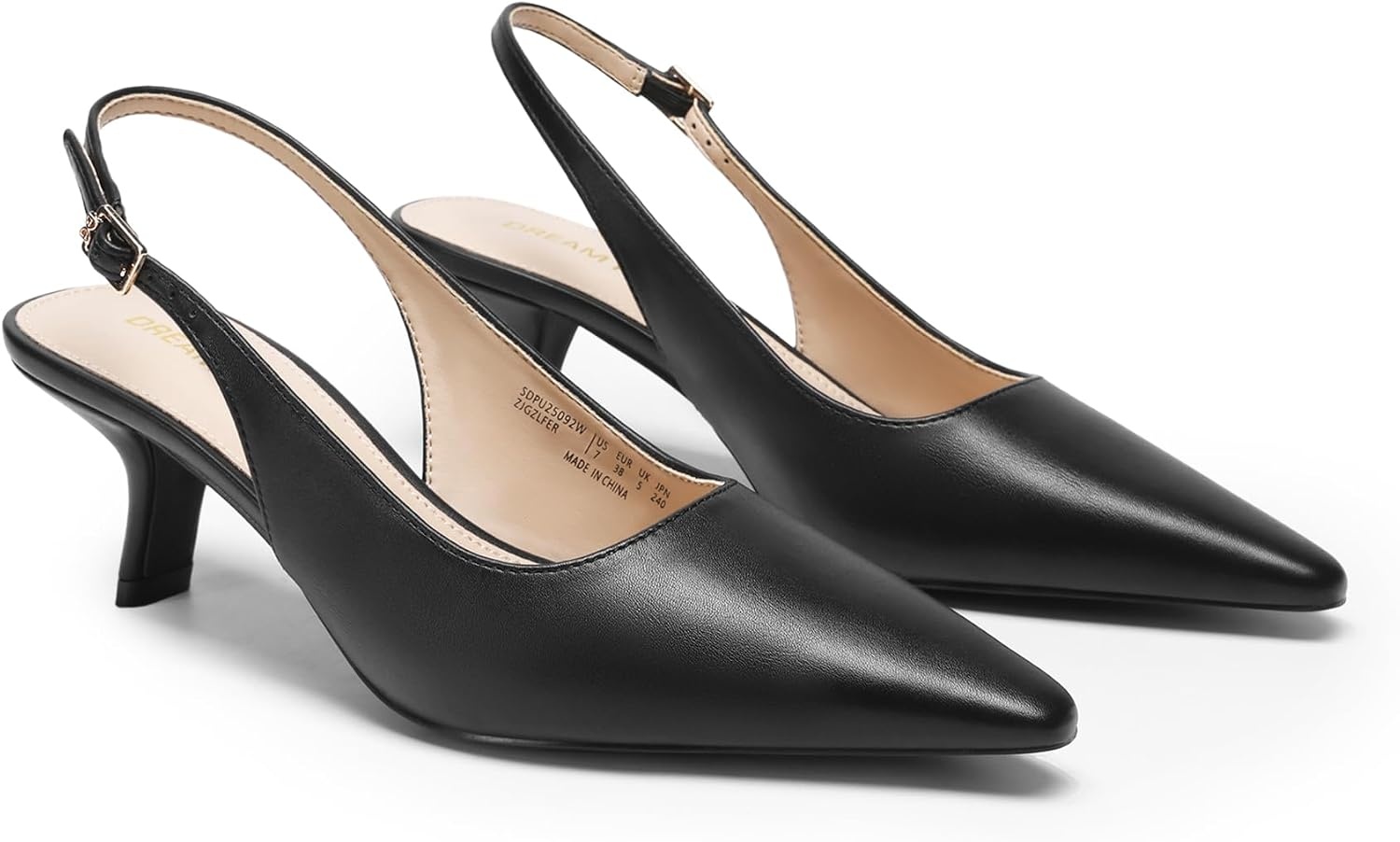 image:imageDREAM PAIRS Womens Slingback Kitten Heels Pumps Shoes 236 Inch Low Heel Pointed Toe Pumps Comfortable Closed Toe Dress Shoes for Office Work Classic Holiday HeelsBlackpu