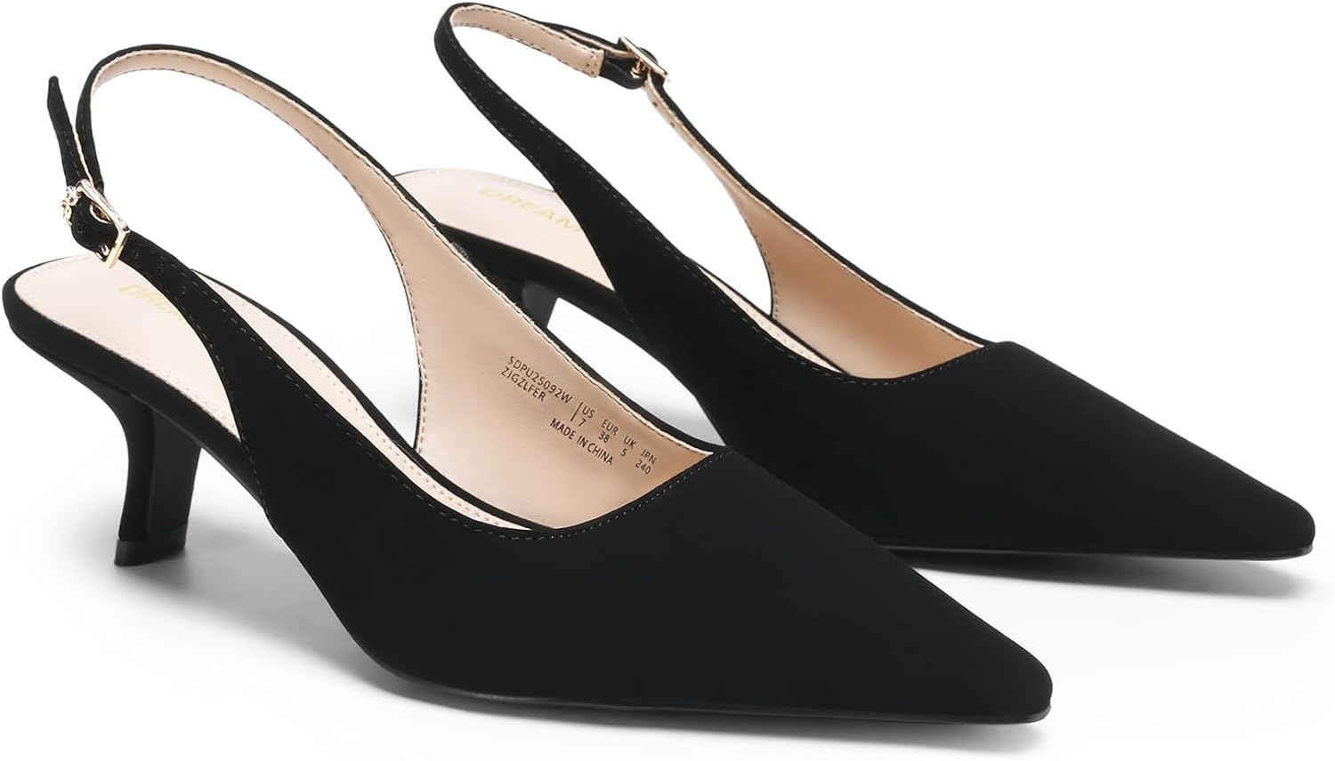 image:imageDREAM PAIRS Womens Slingback Kitten Heels Pumps Shoes 236 Inch Low Heel Pointed Toe Pumps Comfortable Closed Toe Dress Shoes for Office Work Classic Holiday HeelsBlacknubuck