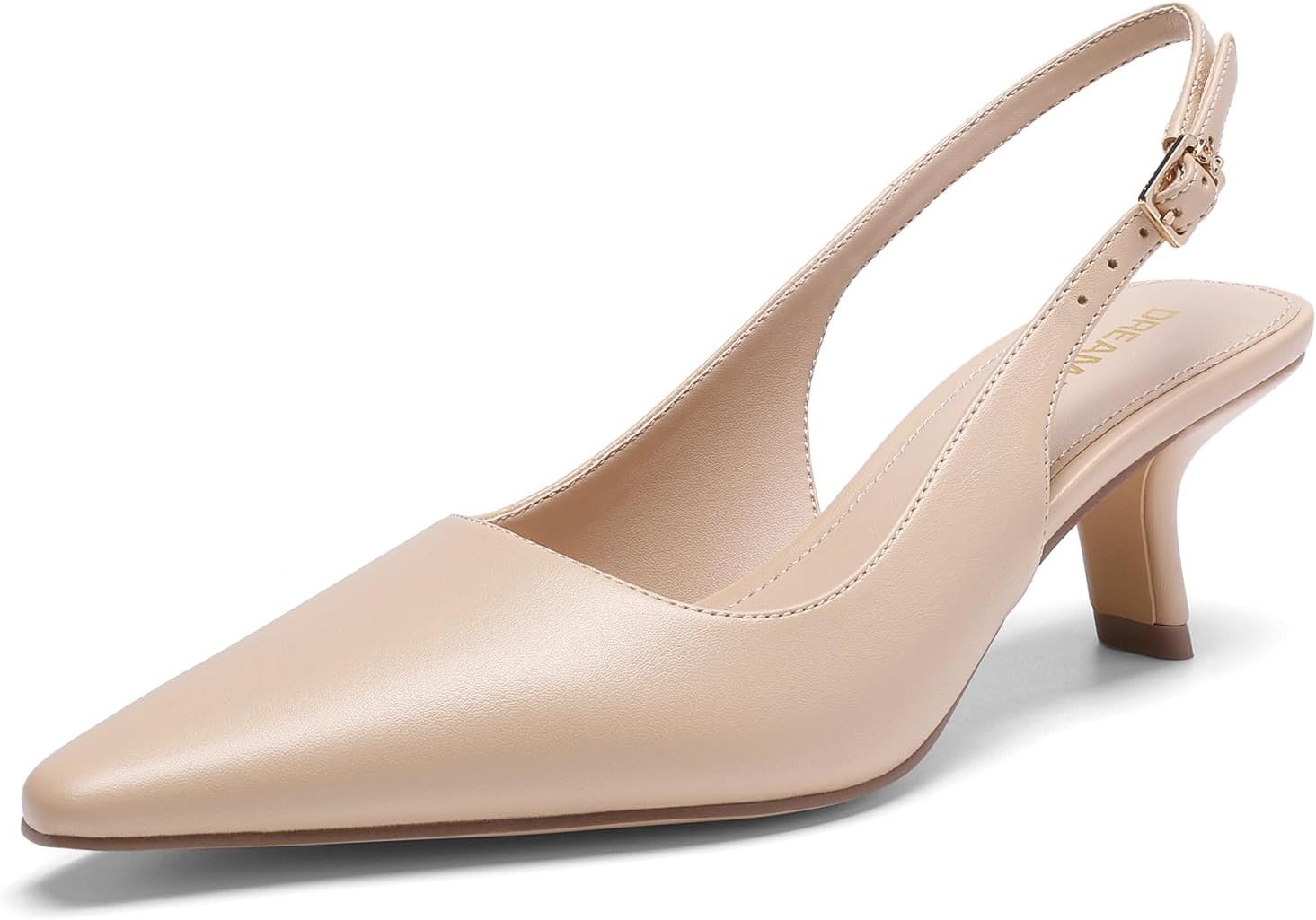 image:imageDREAM PAIRS Womens Slingback Kitten Heels Pumps Shoes 236 Inch Low Heel Pointed Toe Pumps Comfortable Closed Toe Dress Shoes for Office Work Classic Holiday HeelsNude