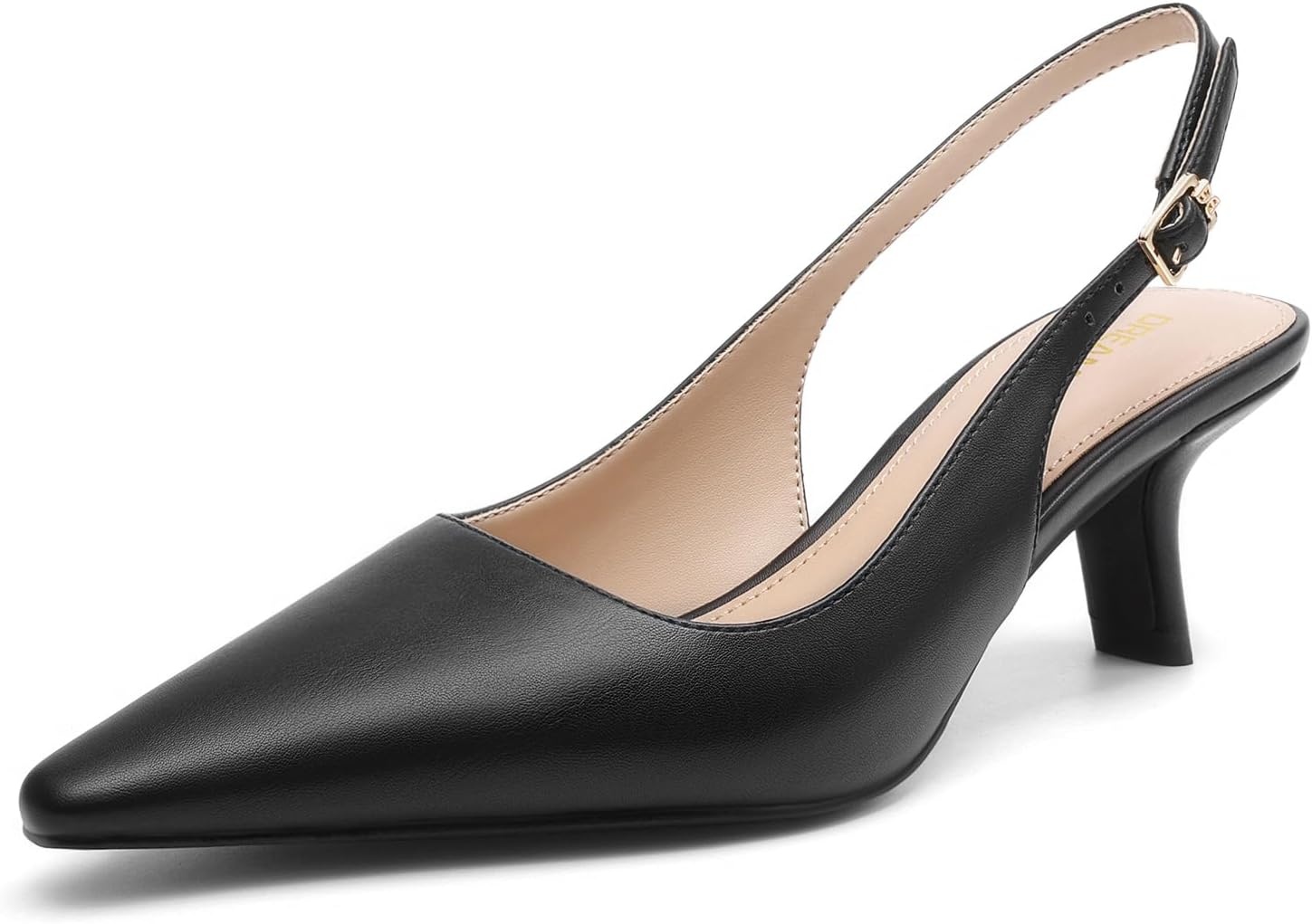 image:imageDREAM PAIRS Womens Slingback Kitten Heels Pumps Shoes 236 Inch Low Heel Pointed Toe Pumps Comfortable Closed Toe Dress Shoes for Office Work Classic Holiday HeelsBlackpu