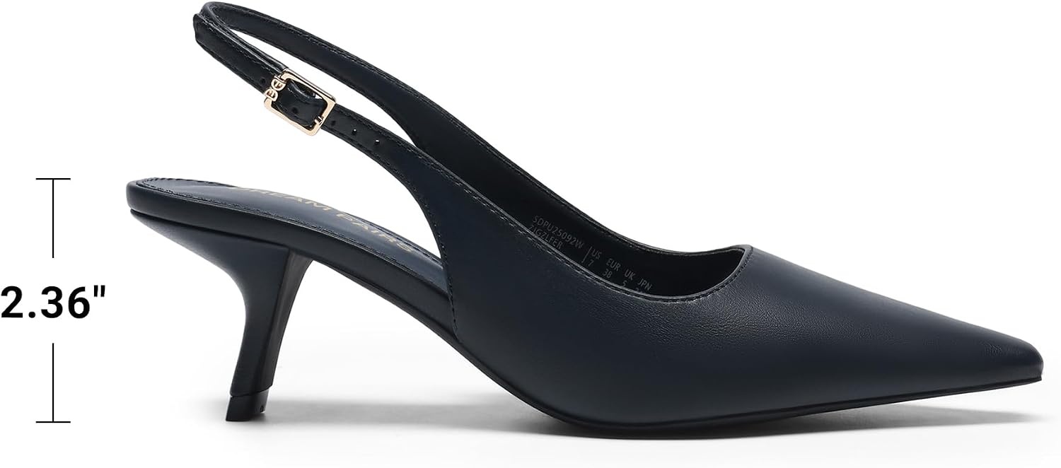 image:imageDREAM PAIRS Womens Slingback Kitten Heels Pumps Shoes 236 Inch Low Heel Pointed Toe Pumps Comfortable Closed Toe Dress Shoes for Office Work Classic Holiday HeelsNavy