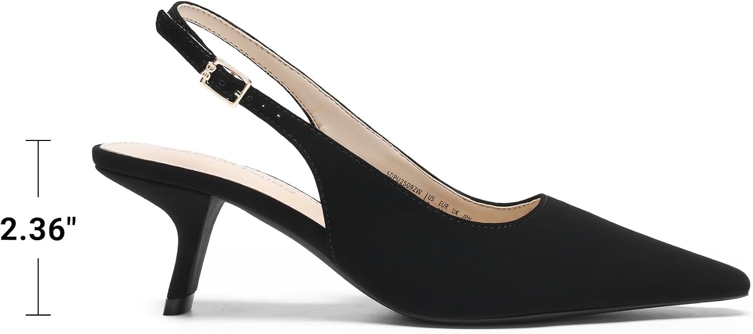 image:imageDREAM PAIRS Womens Slingback Kitten Heels Pumps Shoes 236 Inch Low Heel Pointed Toe Pumps Comfortable Closed Toe Dress Shoes for Office Work Classic Holiday HeelsBlacknubuck