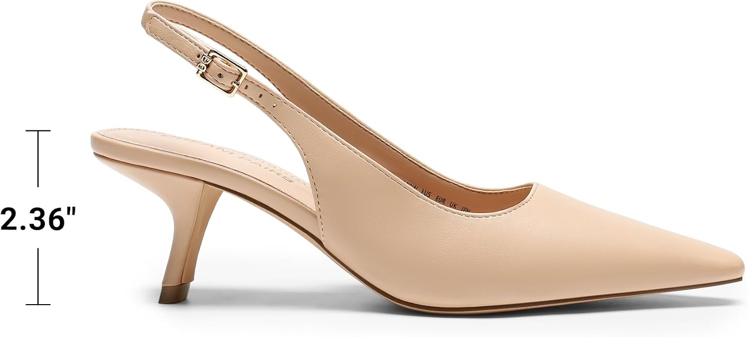 image:imageDREAM PAIRS Womens Slingback Kitten Heels Pumps Shoes 236 Inch Low Heel Pointed Toe Pumps Comfortable Closed Toe Dress Shoes for Office Work Classic Holiday HeelsNude