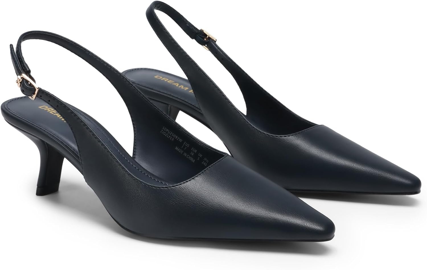 image:imageDREAM PAIRS Womens Slingback Kitten Heels Pumps Shoes 236 Inch Low Heel Pointed Toe Pumps Comfortable Closed Toe Dress Shoes for Office Work Classic Holiday HeelsNavy