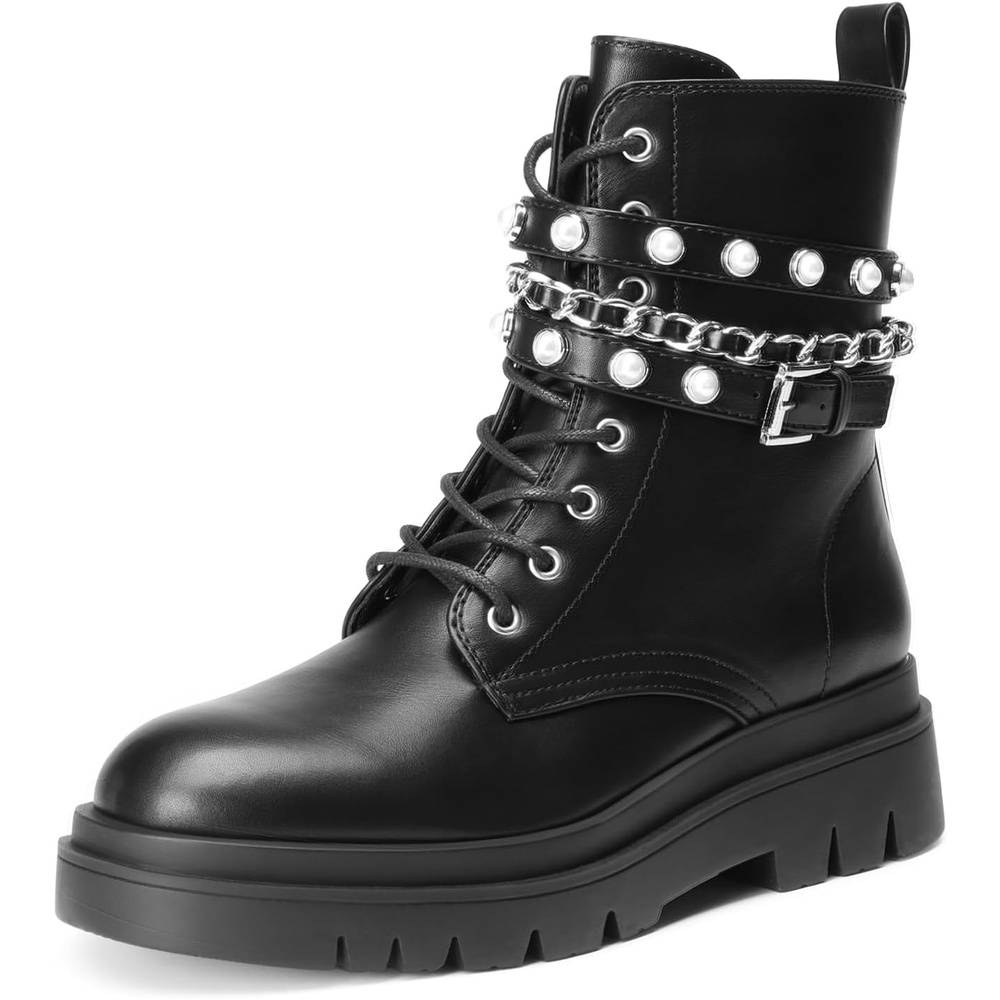 image:imageDREAM PAIRS Womens Combat Boots Lace Up Ankle Booties Shoes Fashion Platform Lug Sole Goth Ankle BootiesChunky Solepunk vibeSuitable for Casual Outings Daily WorkBlack