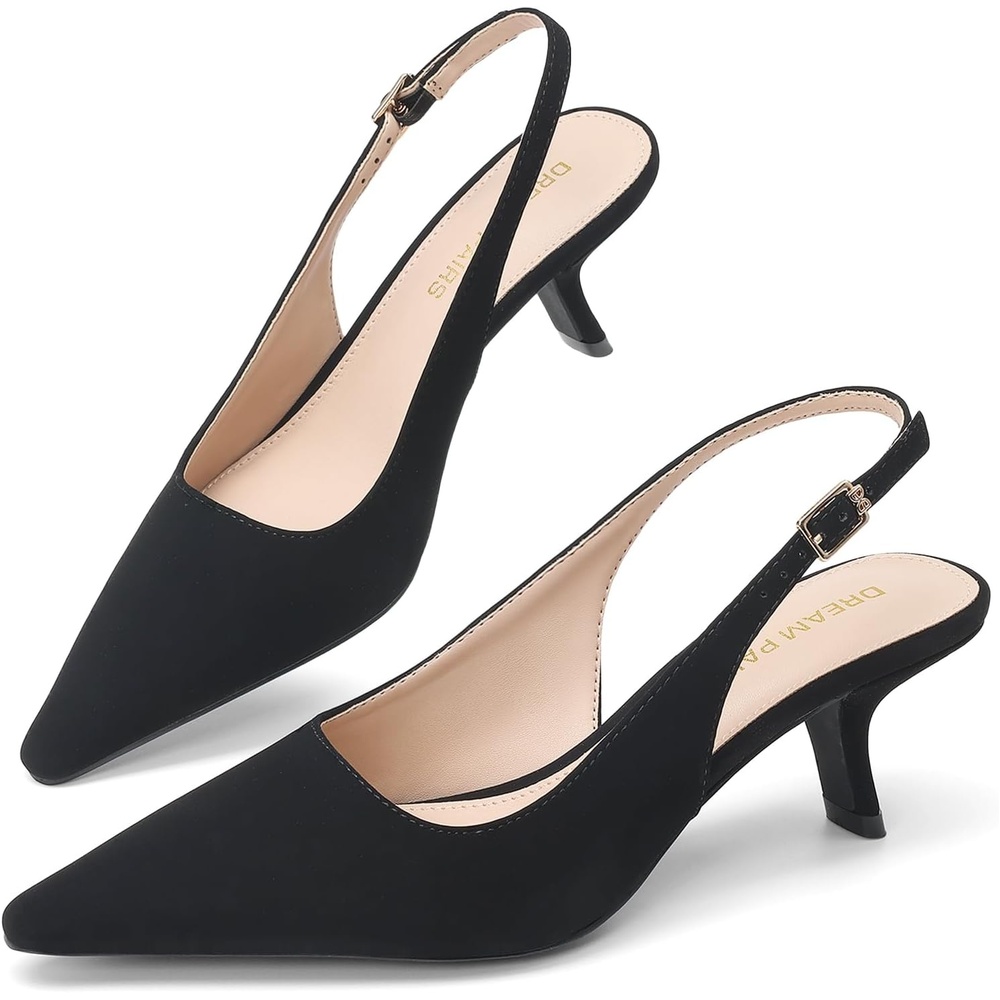 image:imageDREAM PAIRS Womens Slingback Kitten Heels Pumps Shoes 236 Inch Low Heel Pointed Toe Pumps Comfortable Closed Toe Dress Shoes for Office Work Classic Holiday HeelsBlacknubuck