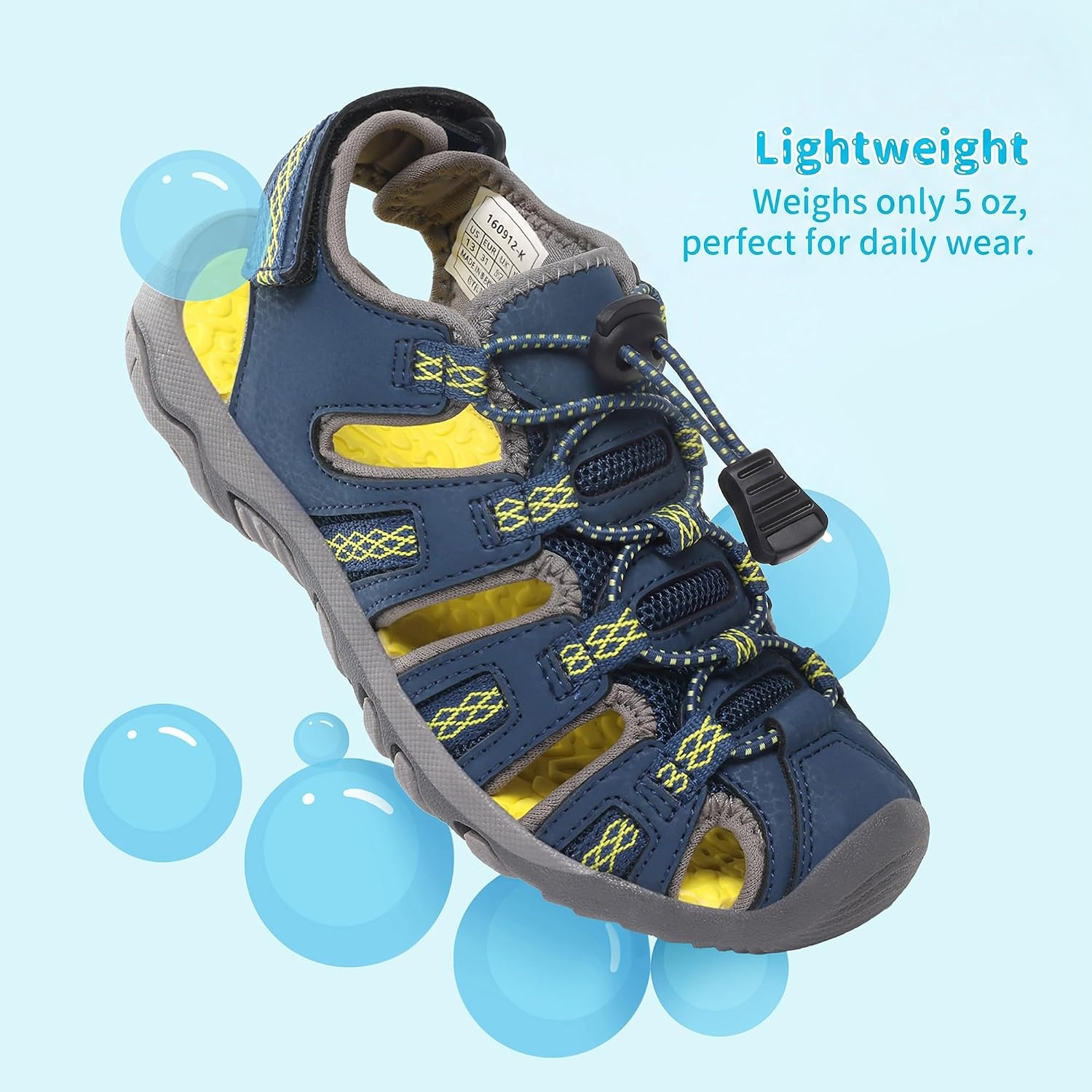 image:imageDREAM PAIRS Unisex Summer Water Athletic Sandals ClosedToe Protection QuickDrying Upper Comfort Footbed Durable NonSlip Sole HookAndLoop Outdoor Sport Walk HikeDark Blue