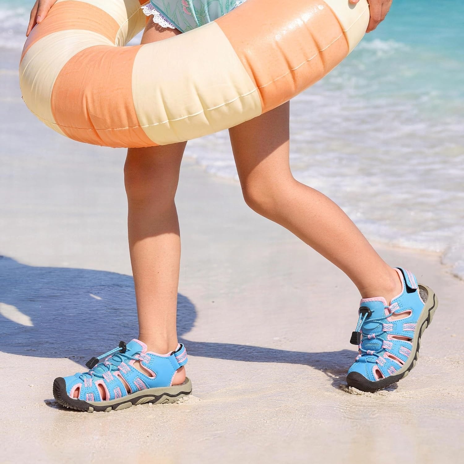 image:imageDREAM PAIRS Unisex Summer Water Athletic Sandals ClosedToe Protection QuickDrying Upper Comfort Footbed Durable NonSlip Sole HookAndLoop Outdoor Sport Walk HikeBbp