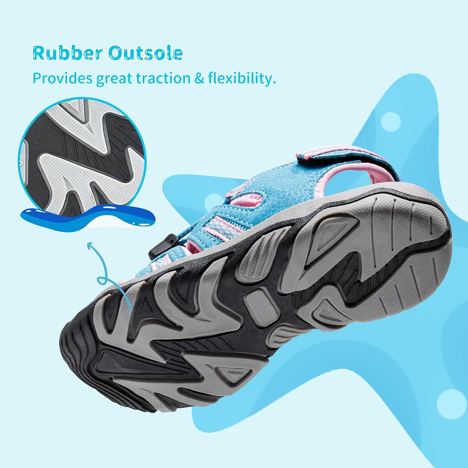 image:imageDREAM PAIRS Unisex Summer Water Athletic Sandals ClosedToe Protection QuickDrying Upper Comfort Footbed Durable NonSlip Sole HookAndLoop Outdoor Sport Walk HikeBbp