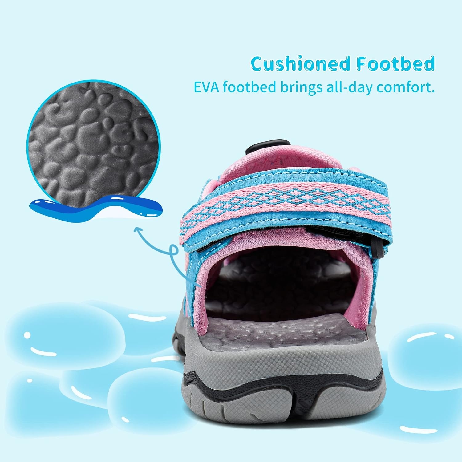 image:imageDREAM PAIRS Unisex Summer Water Athletic Sandals ClosedToe Protection QuickDrying Upper Comfort Footbed Durable NonSlip Sole HookAndLoop Outdoor Sport Walk HikeBbp