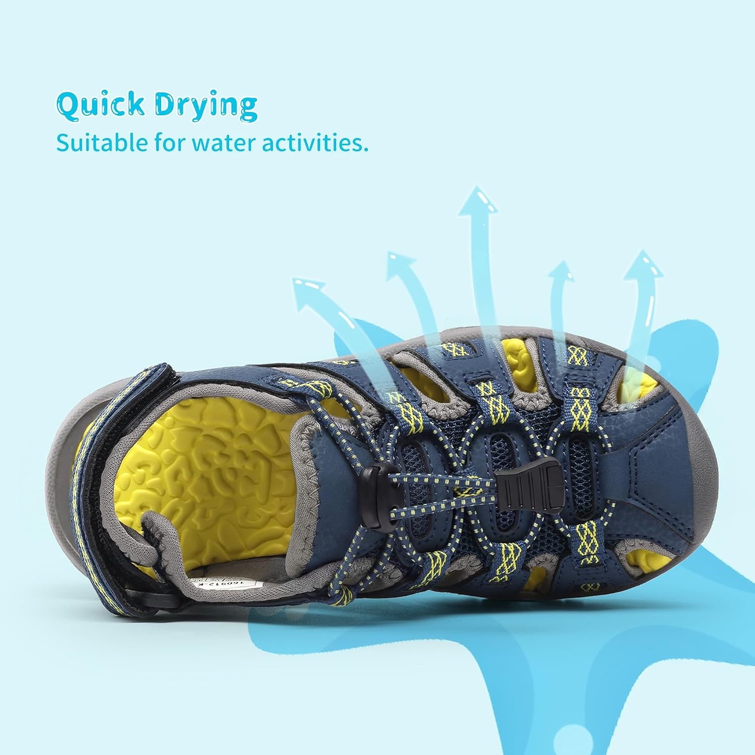 image:imageDREAM PAIRS Unisex Summer Water Athletic Sandals ClosedToe Protection QuickDrying Upper Comfort Footbed Durable NonSlip Sole HookAndLoop Outdoor Sport Walk HikeDark Blue