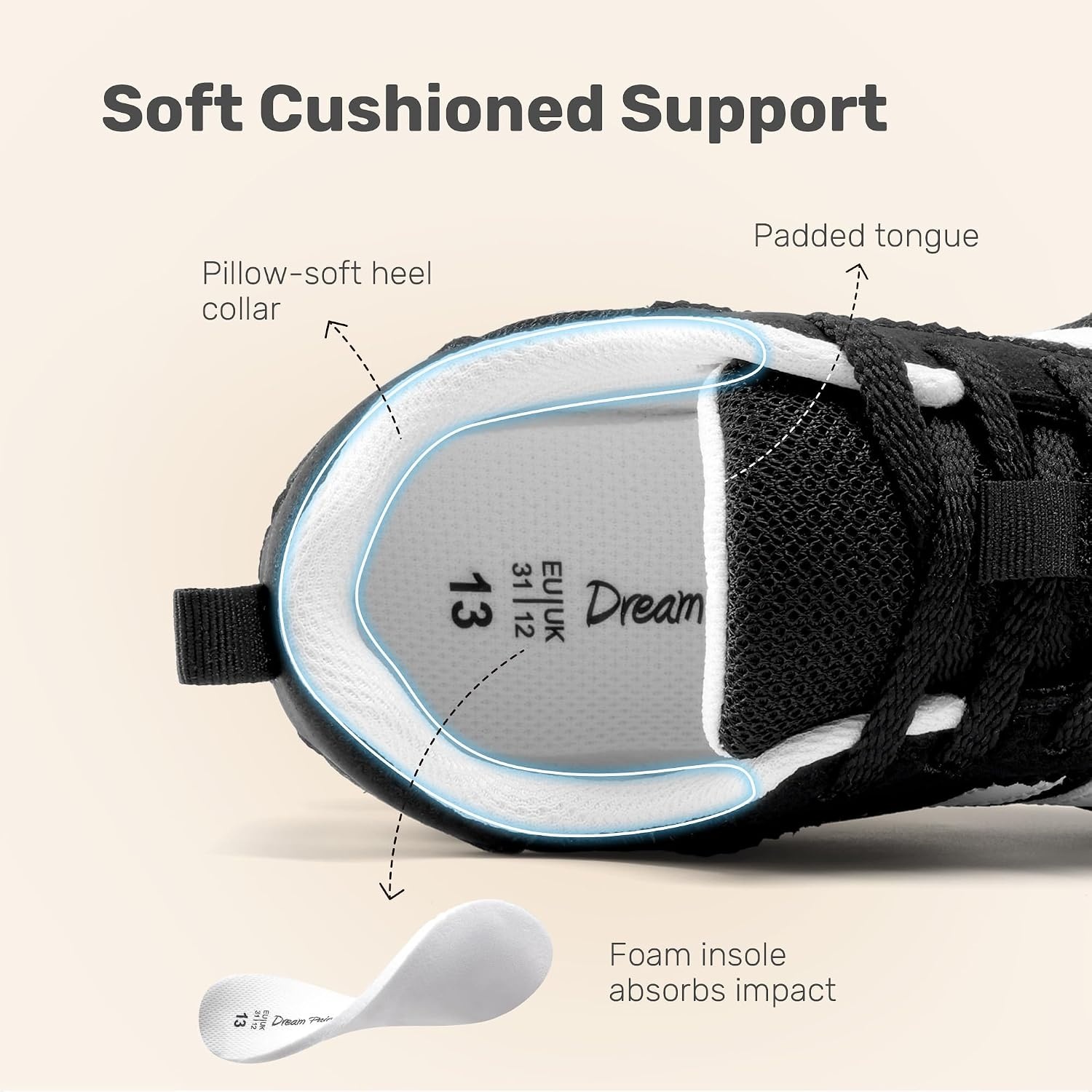 image:imageDREAM PAIRS Unisex Tennis Shoes Breathable Sneakers Lightweight Mesh Retro Upper Comfort Insole Durable Outsole Convenient Heel Pull Tab Casual Walk Sports Athletic School GymBlack