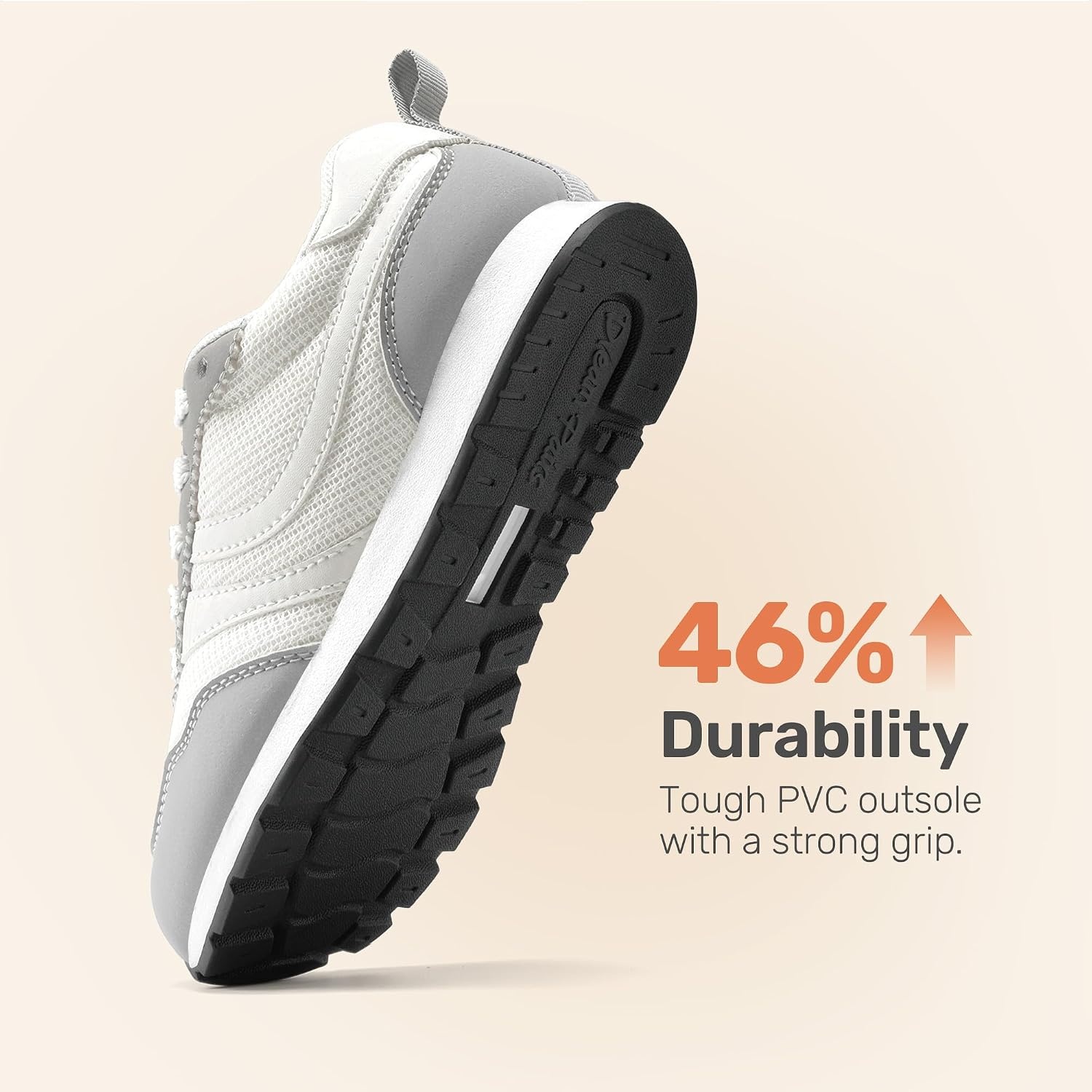image:imageDREAM PAIRS Unisex Tennis Shoes Breathable Sneakers Lightweight Mesh Retro Upper Comfort Insole Durable Outsole Convenient Heel Pull Tab Casual Walk Sports Athletic School GymWhite