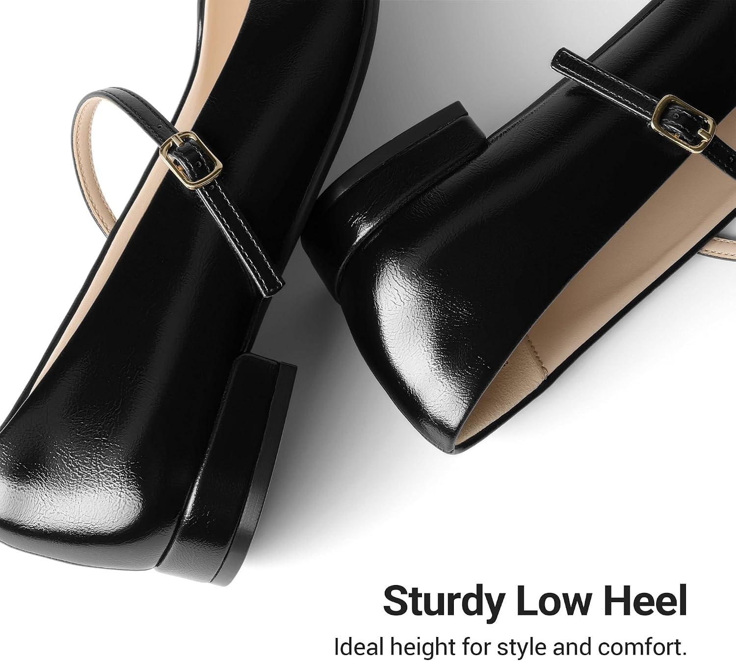 image:imageDREAM PAIRS Women Square Toe Mary Jane Ballet Flats Low Heel Elegant Comfortable Dress Shoes for Office Wedding DailyBlack