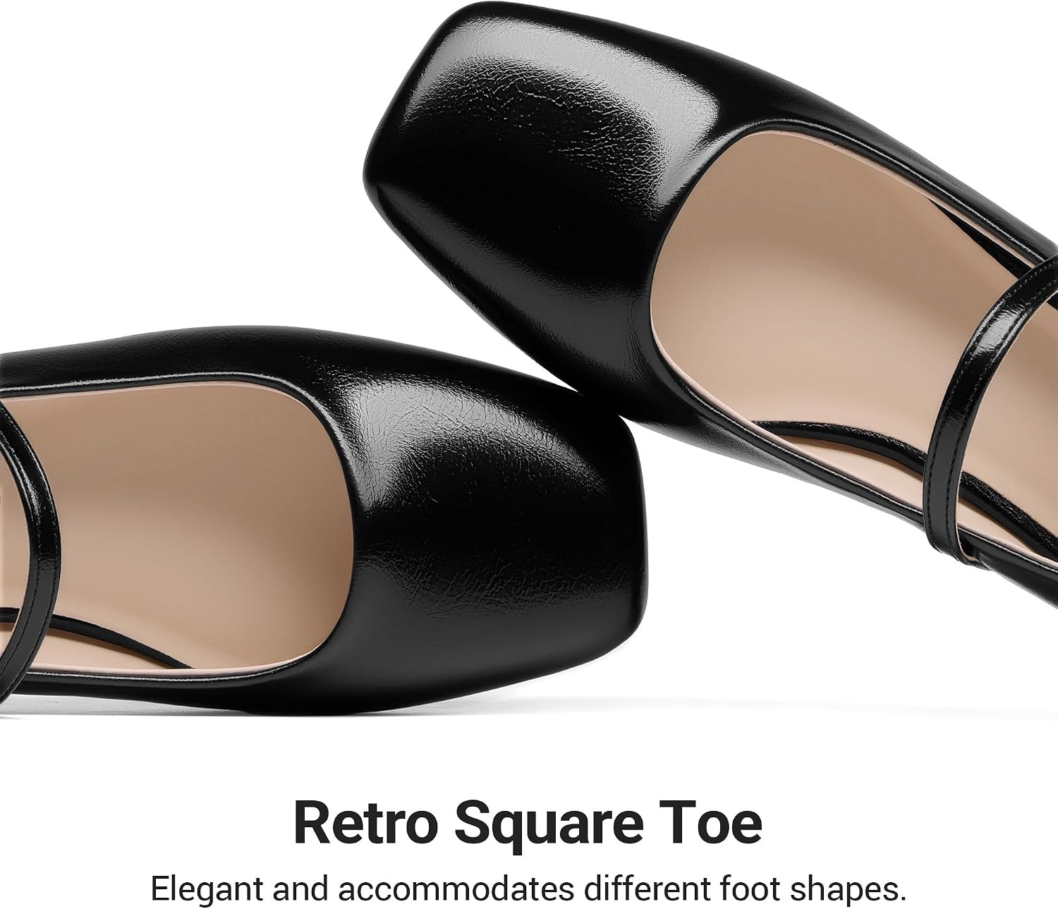 image:imageDREAM PAIRS Women Square Toe Mary Jane Ballet Flats Low Heel Elegant Comfortable Dress Shoes for Office Wedding DailyBlack