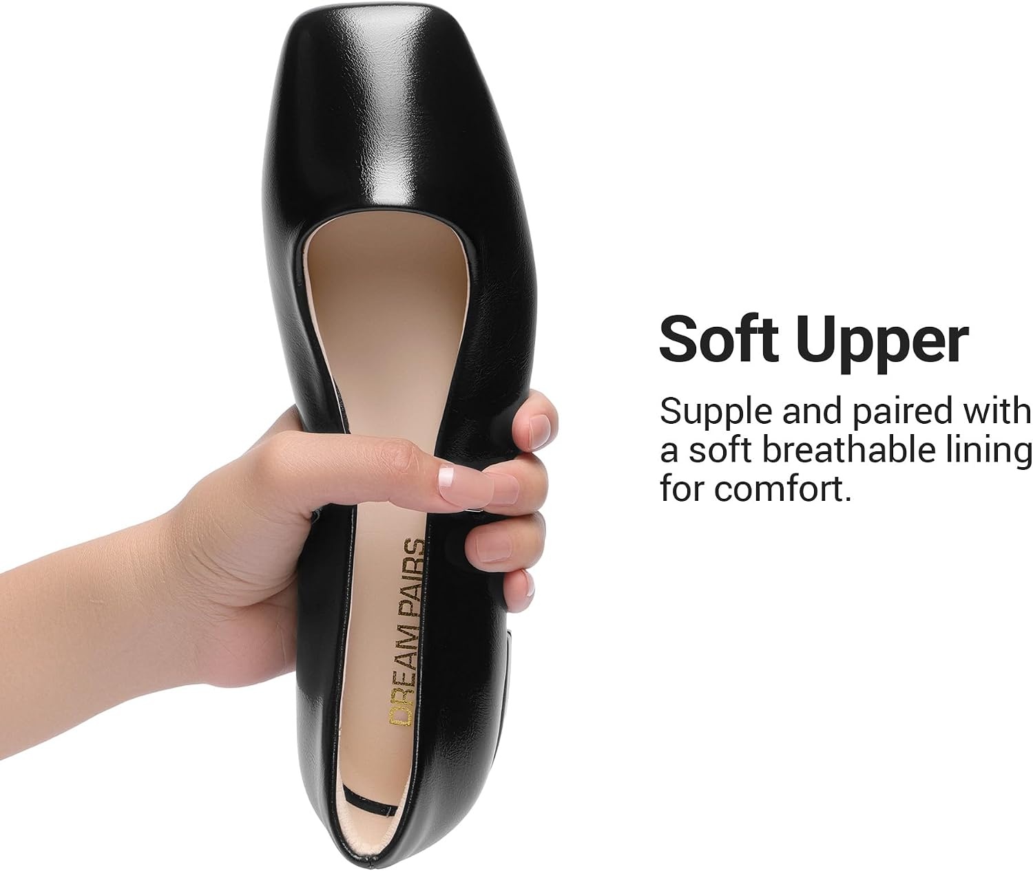image:imageDREAM PAIRS Women Square Toe Mary Jane Ballet Flats Low Heel Elegant Comfortable Dress Shoes for Office Wedding DailyBlack
