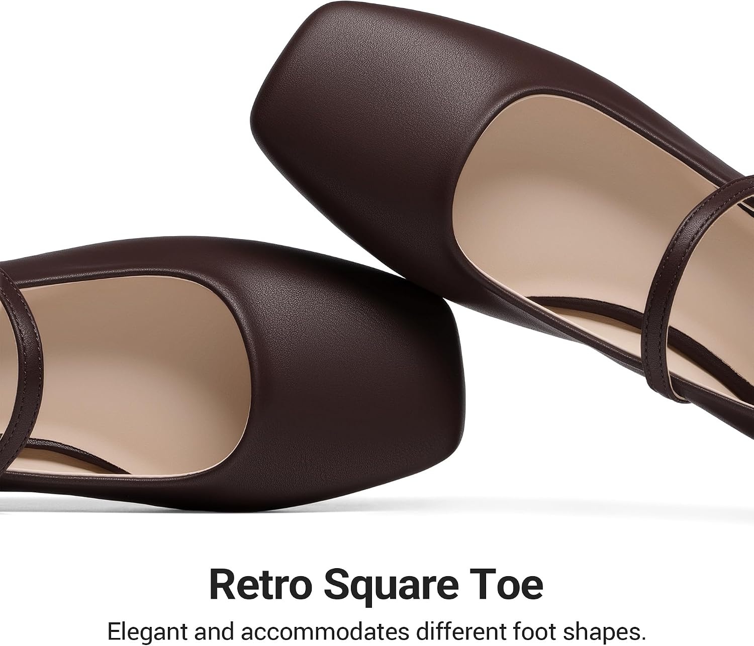 image:imageDREAM PAIRS Women Square Toe Mary Jane Ballet Flats Low Heel Elegant Comfortable Dress Shoes for Office Wedding DailyBrown