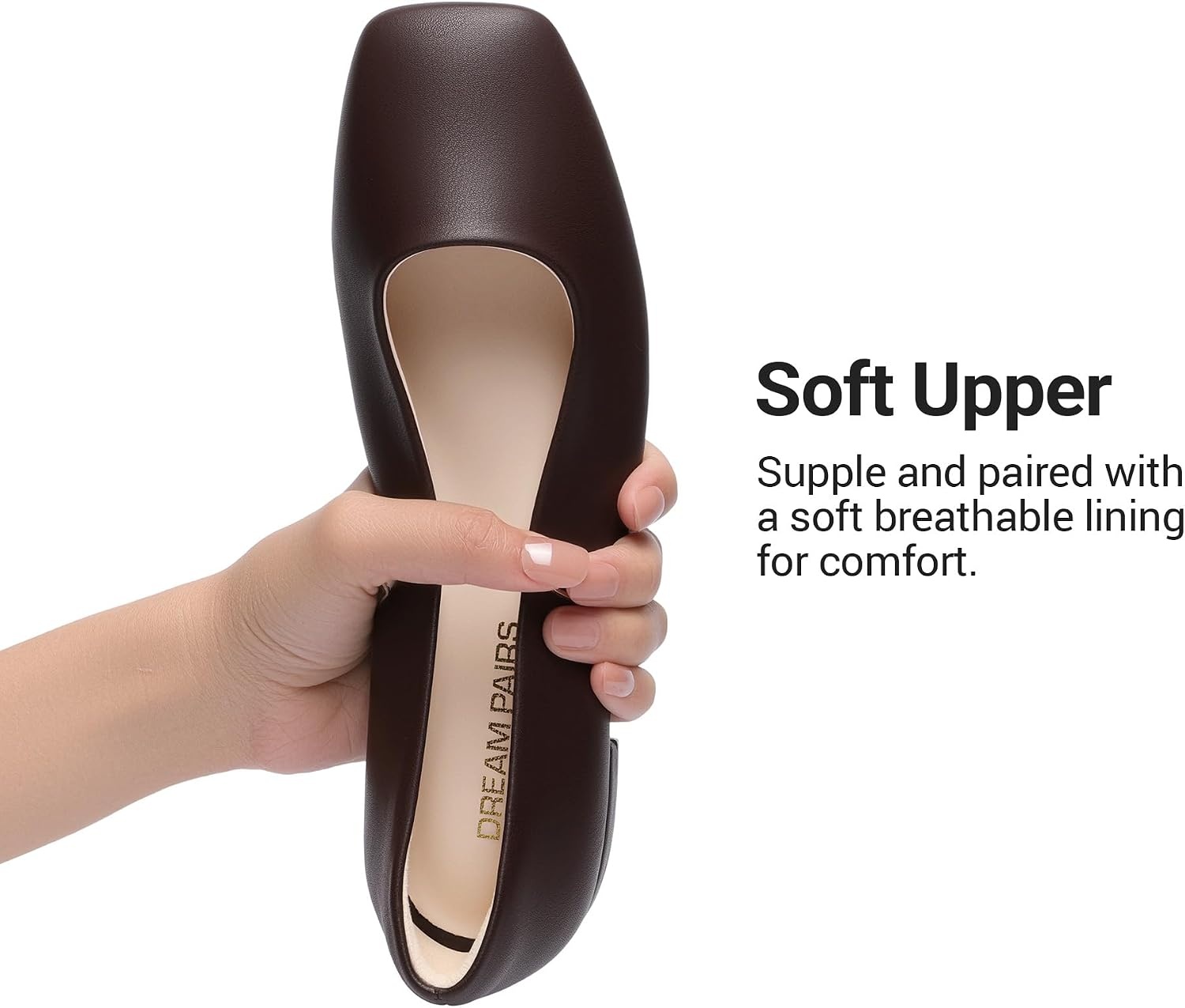 image:imageDREAM PAIRS Women Square Toe Mary Jane Ballet Flats Low Heel Elegant Comfortable Dress Shoes for Office Wedding DailyBrown