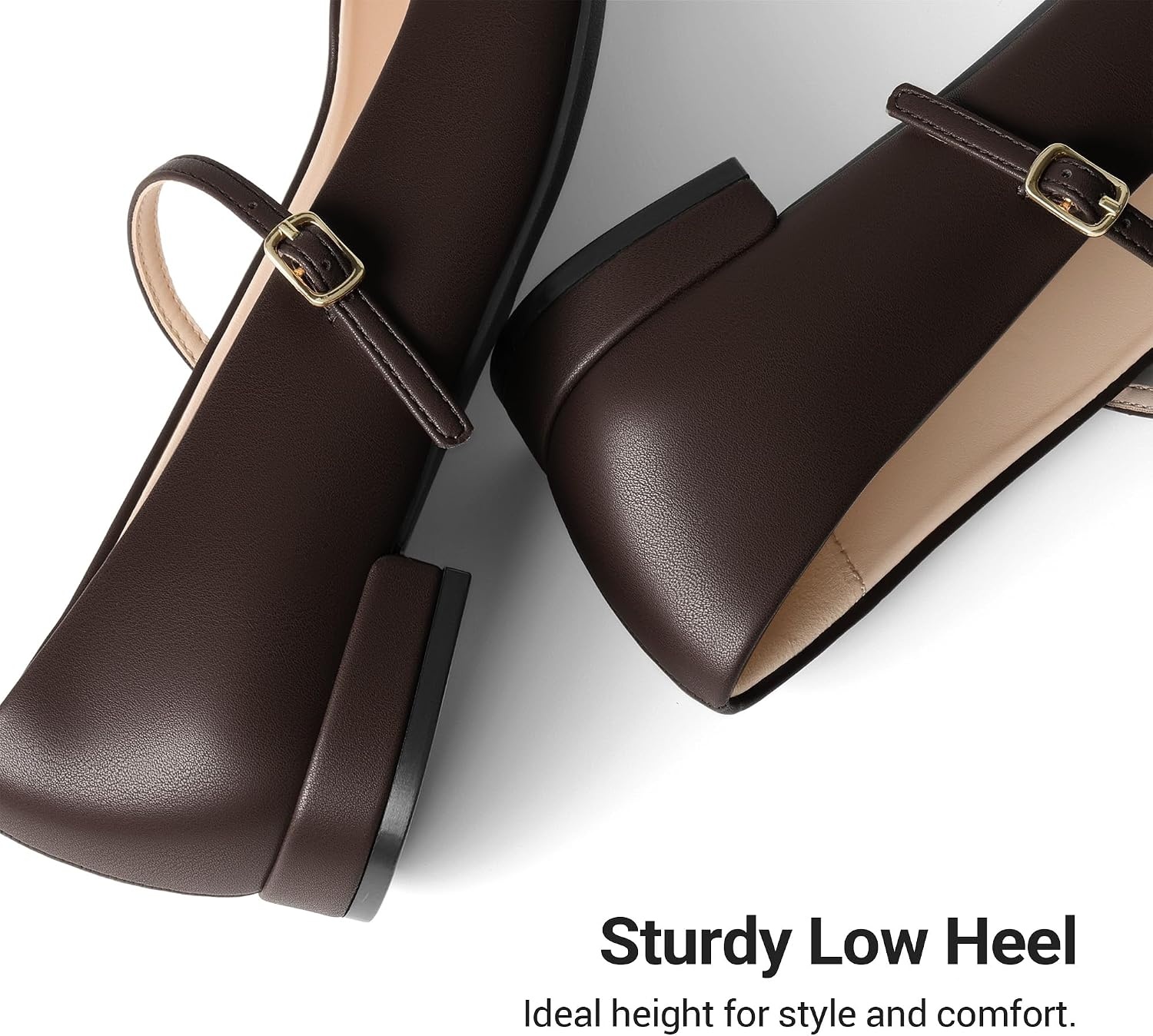 image:imageDREAM PAIRS Women Square Toe Mary Jane Ballet Flats Low Heel Elegant Comfortable Dress Shoes for Office Wedding DailyBrown
