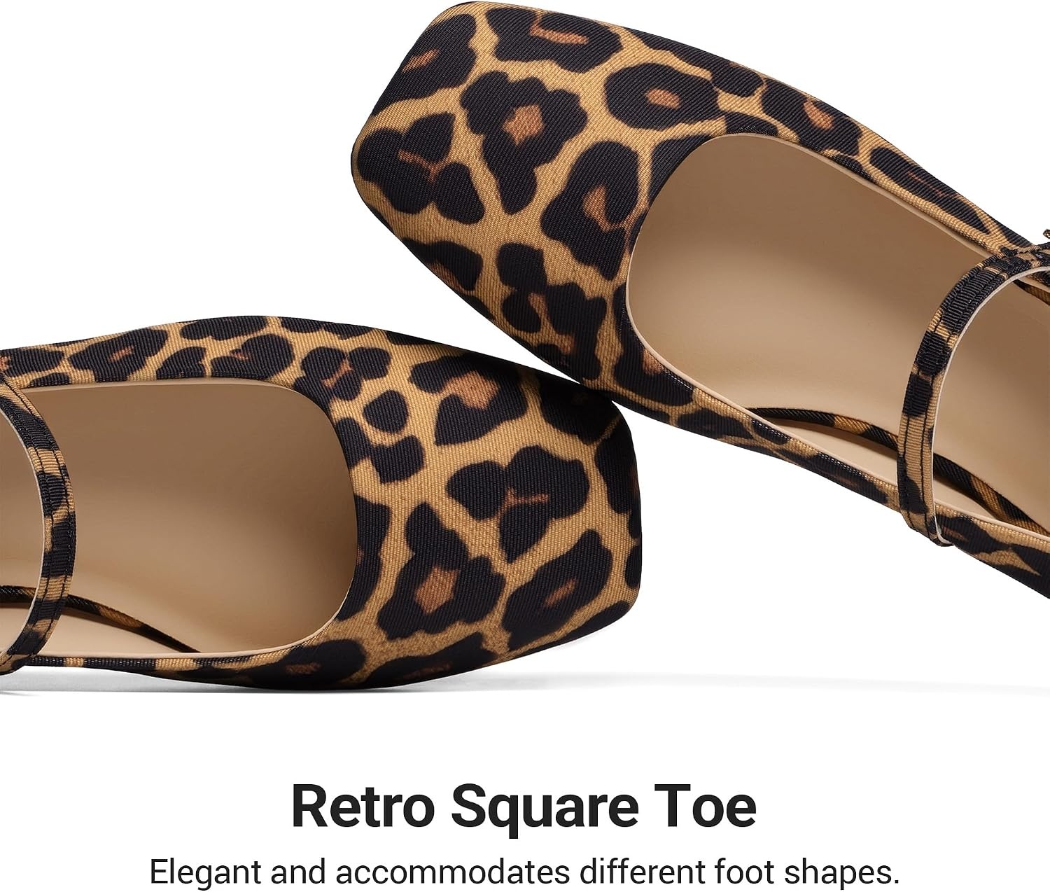 image:imageDREAM PAIRS Women Square Toe Mary Jane Ballet Flats Low Heel Elegant Comfortable Dress Shoes for Office Wedding DailyLeopard