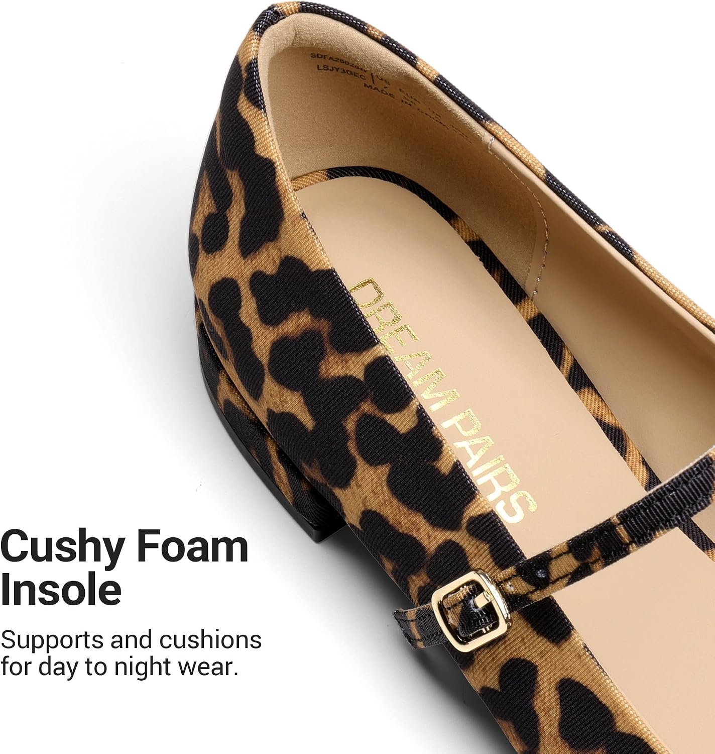 image:imageDREAM PAIRS Women Square Toe Mary Jane Ballet Flats Low Heel Elegant Comfortable Dress Shoes for Office Wedding DailyLeopard