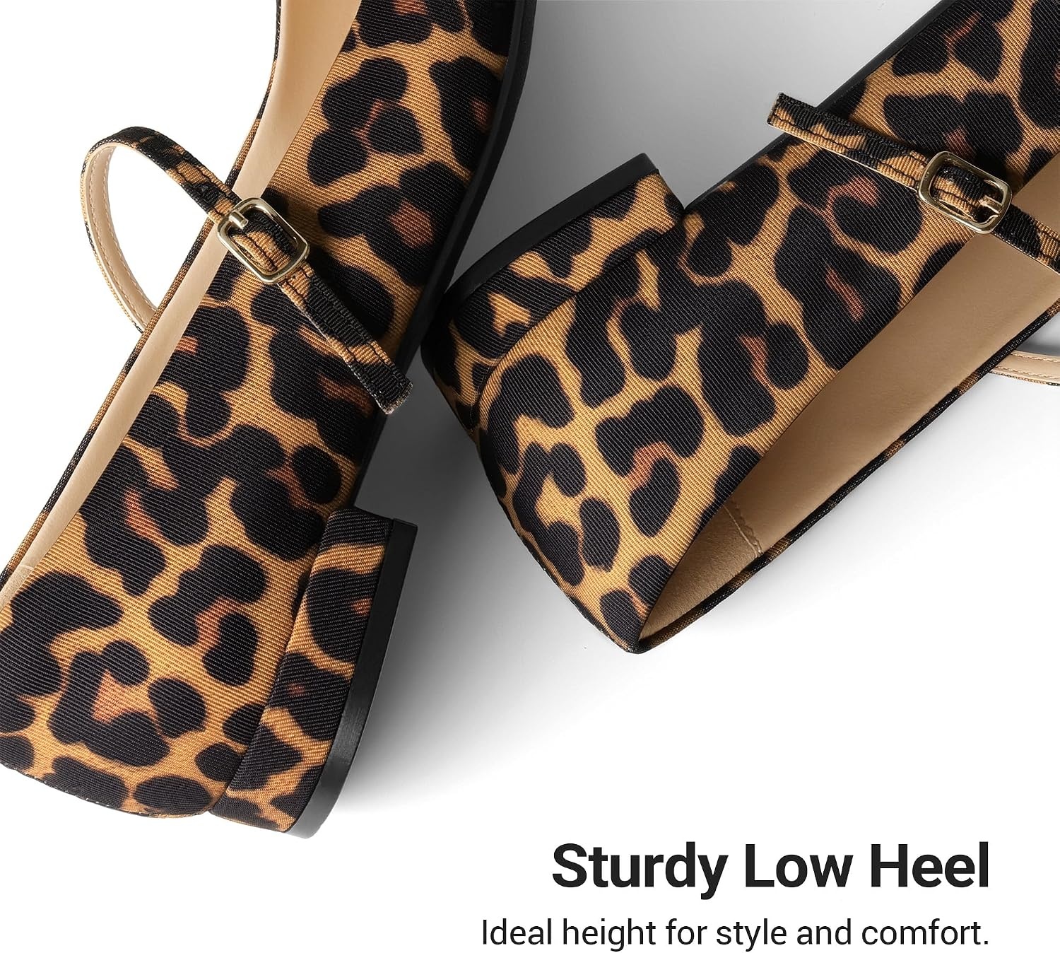 image:imageDREAM PAIRS Women Square Toe Mary Jane Ballet Flats Low Heel Elegant Comfortable Dress Shoes for Office Wedding DailyLeopard
