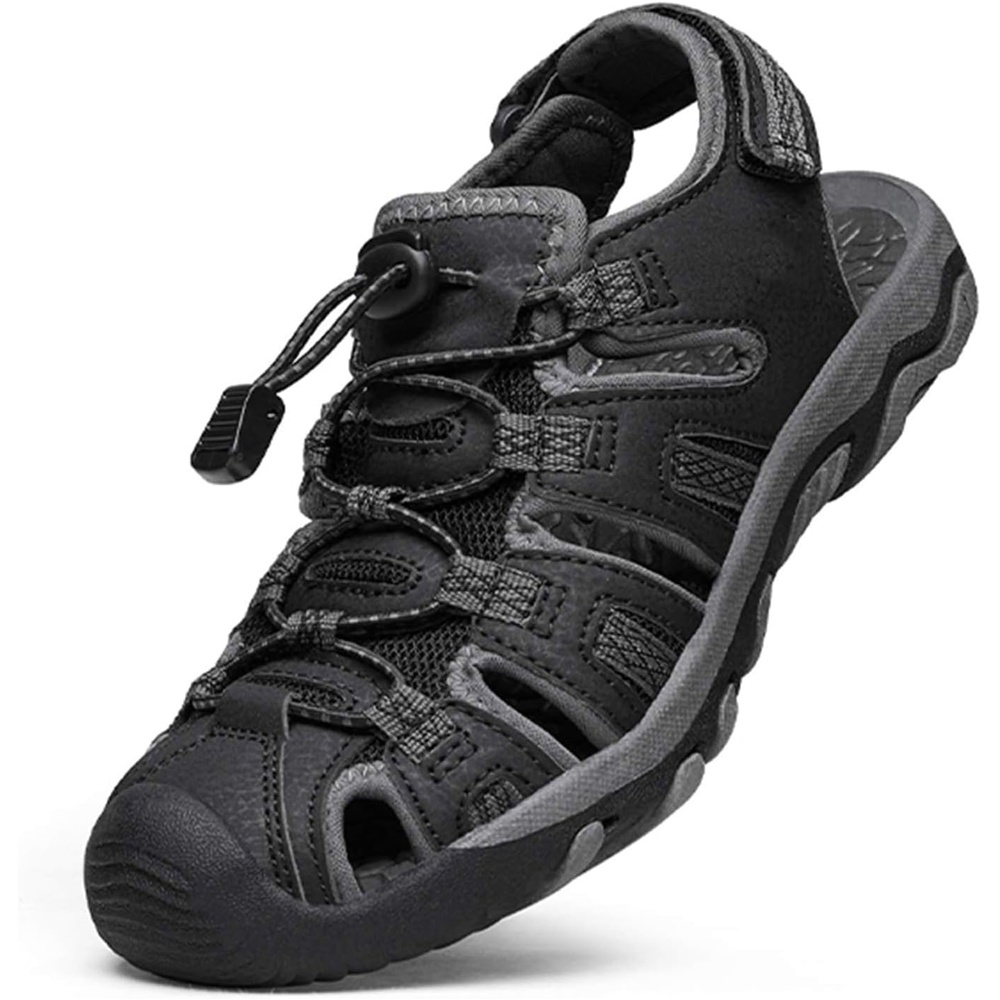 image:imageDREAM PAIRS Unisex Summer Water Athletic Sandals ClosedToe Protection QuickDrying Upper Comfort Footbed Durable NonSlip Sole HookAndLoop Outdoor Sport Walk HikeBlack