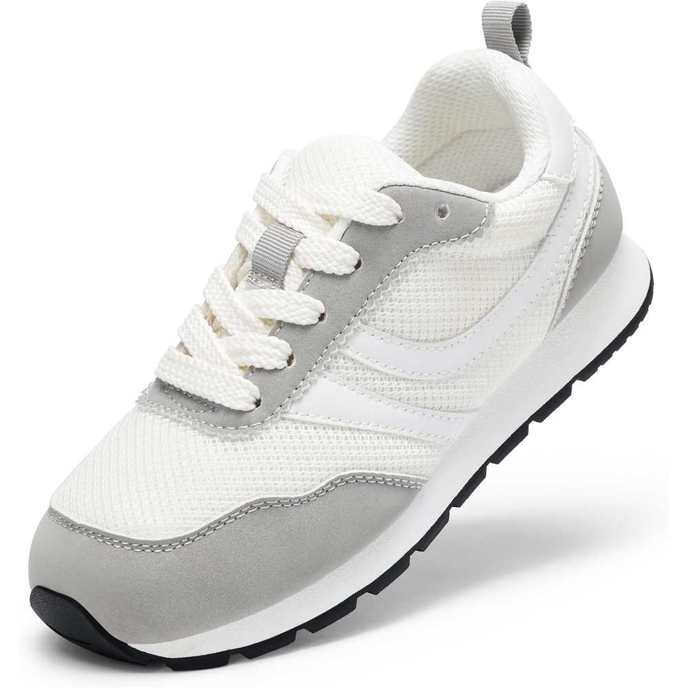 image:imageDREAM PAIRS Unisex Tennis Shoes Breathable Sneakers Lightweight Mesh Retro Upper Comfort Insole Durable Outsole Convenient Heel Pull Tab Casual Walk Sports Athletic School GymWhite