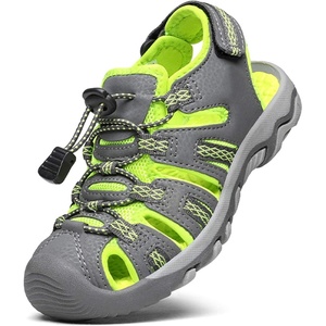 DREAM PAIRS Unisex Summer Water Athletic Sandals | Closed-Toe Protection Quick-Drying Upper Comfort Footbed Durable Non-Slip Sole Hook-And-Loop Outdoor Sport Walk Hike(Grey/Green)