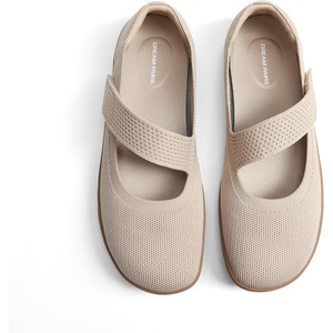 DREAM PAIRS Women’s Mary Jane Wide Toe Ballet Flats | Stretchy knit barefoot, Breathable machine washable upper, Anti-slip flexible outsole, Adjustable elastic straps(Nude)
