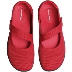 DREAM PAIRS Women’s Mary Jane Wide Toe Ballet Flats | Stretchy knit barefoot, Breathable machine washable upper, Anti-slip flexible outsole, Adjustable elastic straps(Red)