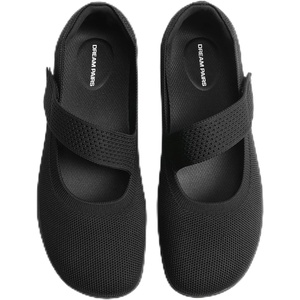 DREAM PAIRS Women’s Mary Jane Wide Toe Ballet Flats | Stretchy knit barefoot, Breathable machine washable upper, Anti-slip flexible outsole, Adjustable elastic straps(Black)