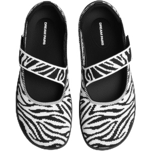 DREAM PAIRS Women’s Mary Jane Wide Toe Ballet Flats | Stretchy knit barefoot, Breathable machine washable upper, Anti-slip flexible outsole, Adjustable elastic straps(Zebra)