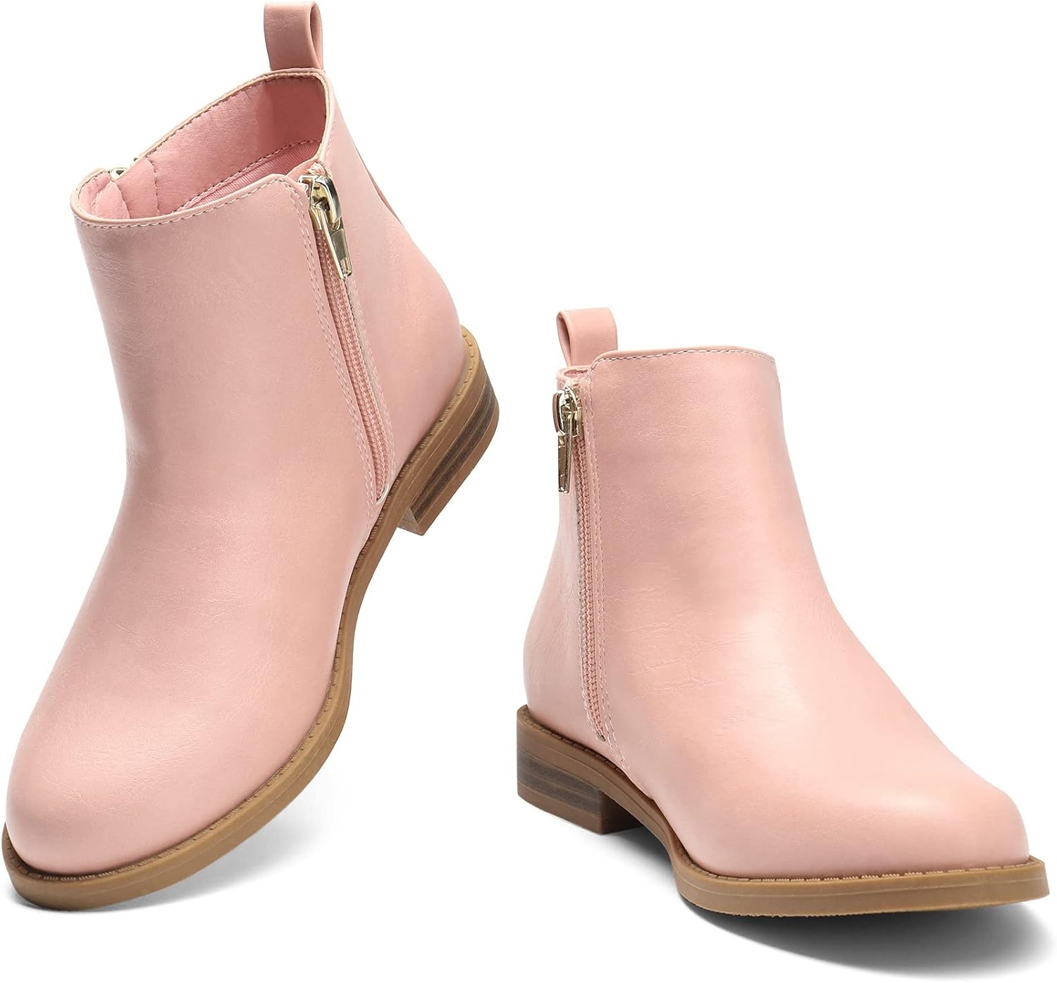 image:imageDREAM PAIRS Girls Glitter Star Ankle Boots Glitter stars add sparkle to every step Side zipper and pull tab Soft lining low heel TPR outsole for steady stepsPinkPu