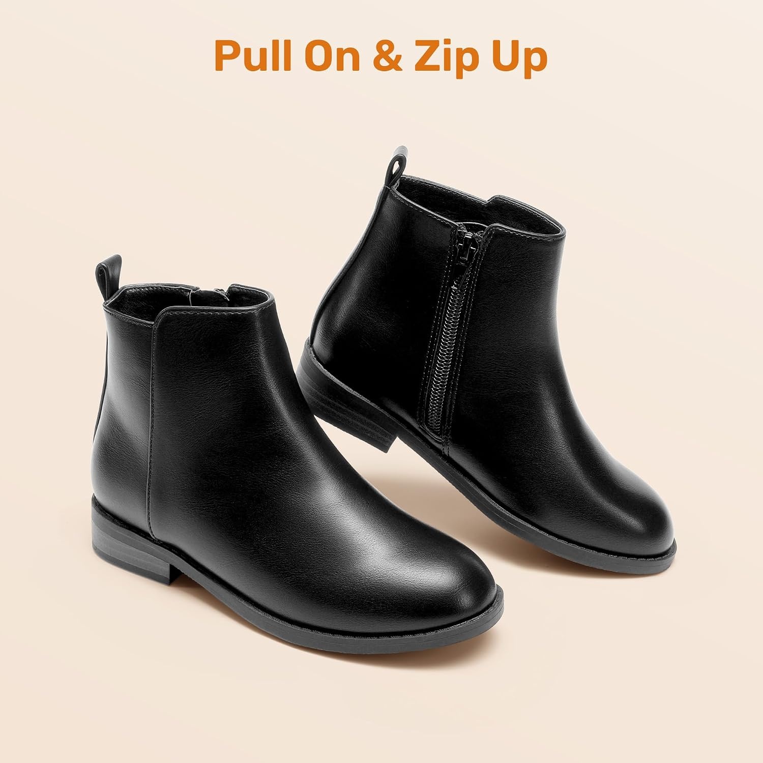 image:imageDREAM PAIRS Girls Glitter Star Ankle Boots Glitter stars add sparkle to every step Side zipper and pull tab Soft lining low heel TPR outsole for steady stepsAll Black
