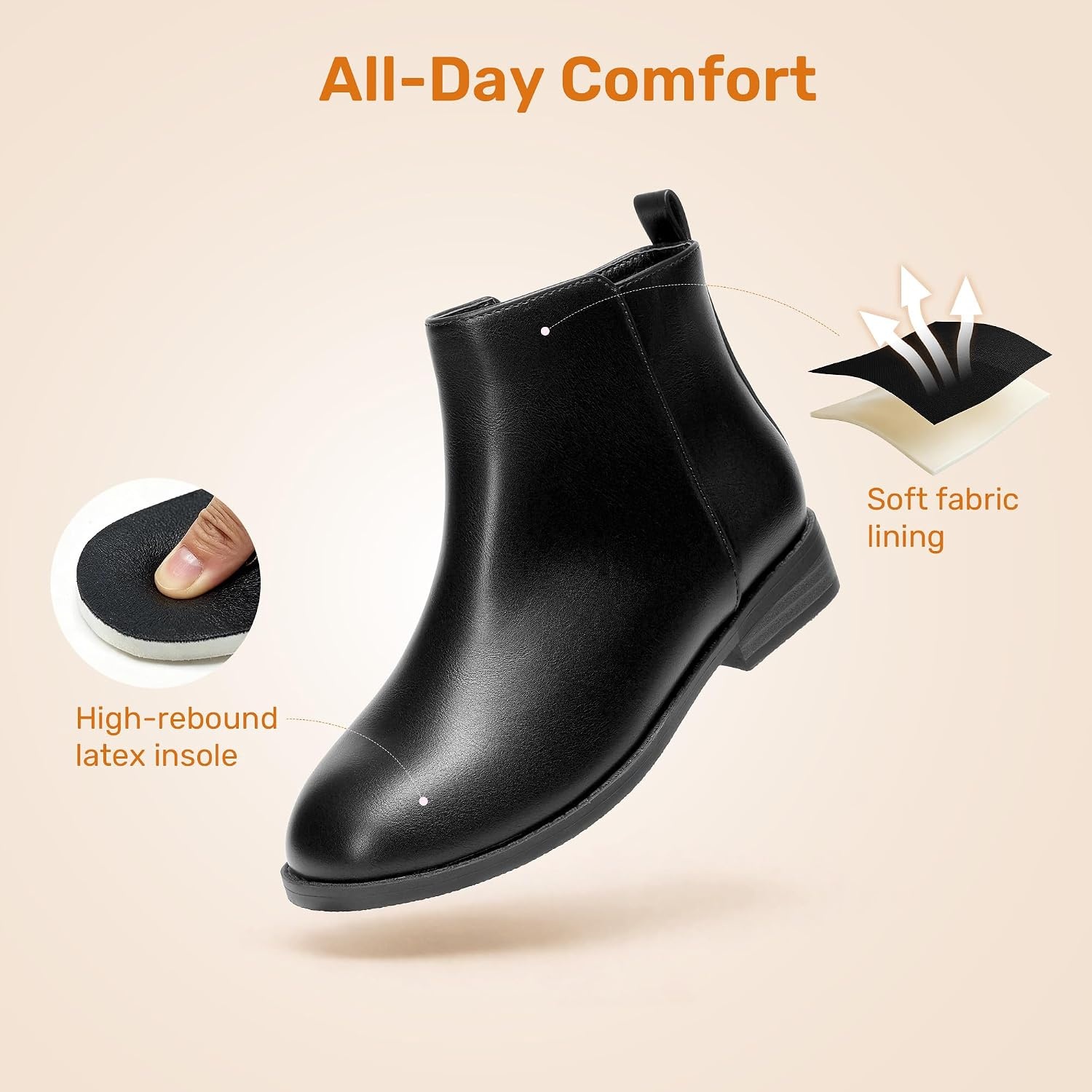 image:imageDREAM PAIRS Girls Glitter Star Ankle Boots Glitter stars add sparkle to every step Side zipper and pull tab Soft lining low heel TPR outsole for steady stepsAll Black