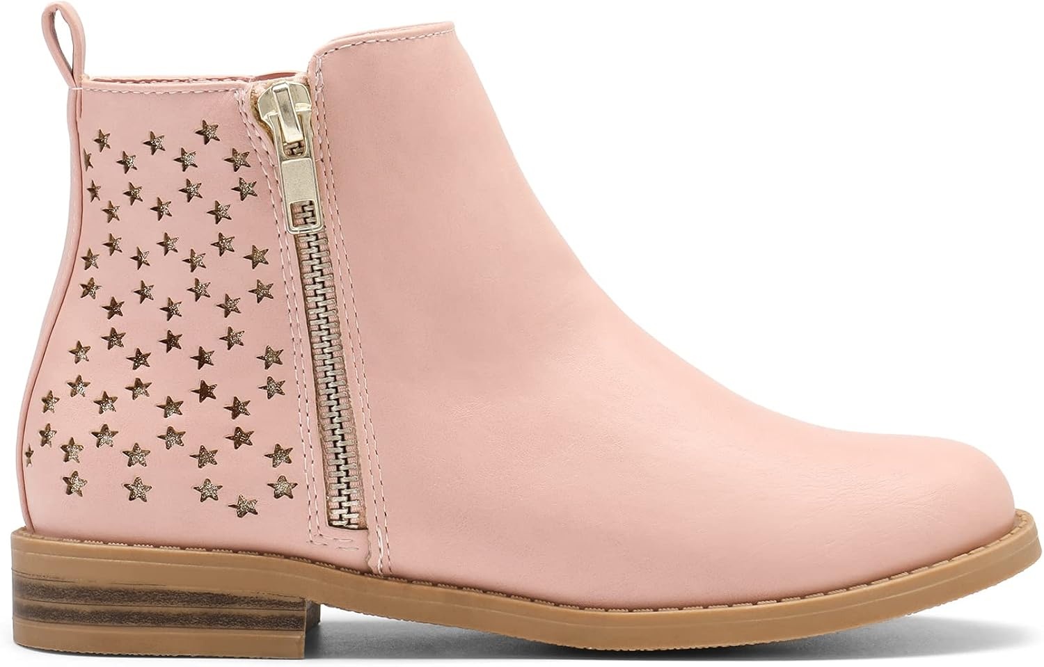image:imageDREAM PAIRS Girls Glitter Star Ankle Boots Glitter stars add sparkle to every step Side zipper and pull tab Soft lining low heel TPR outsole for steady stepsPinkPu